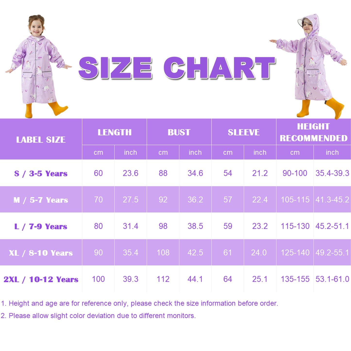 Girls Raincoat Toddler Rain Jackets Children Waterproof Rain Wear Cartoon Kids Rain Poncho with Hood