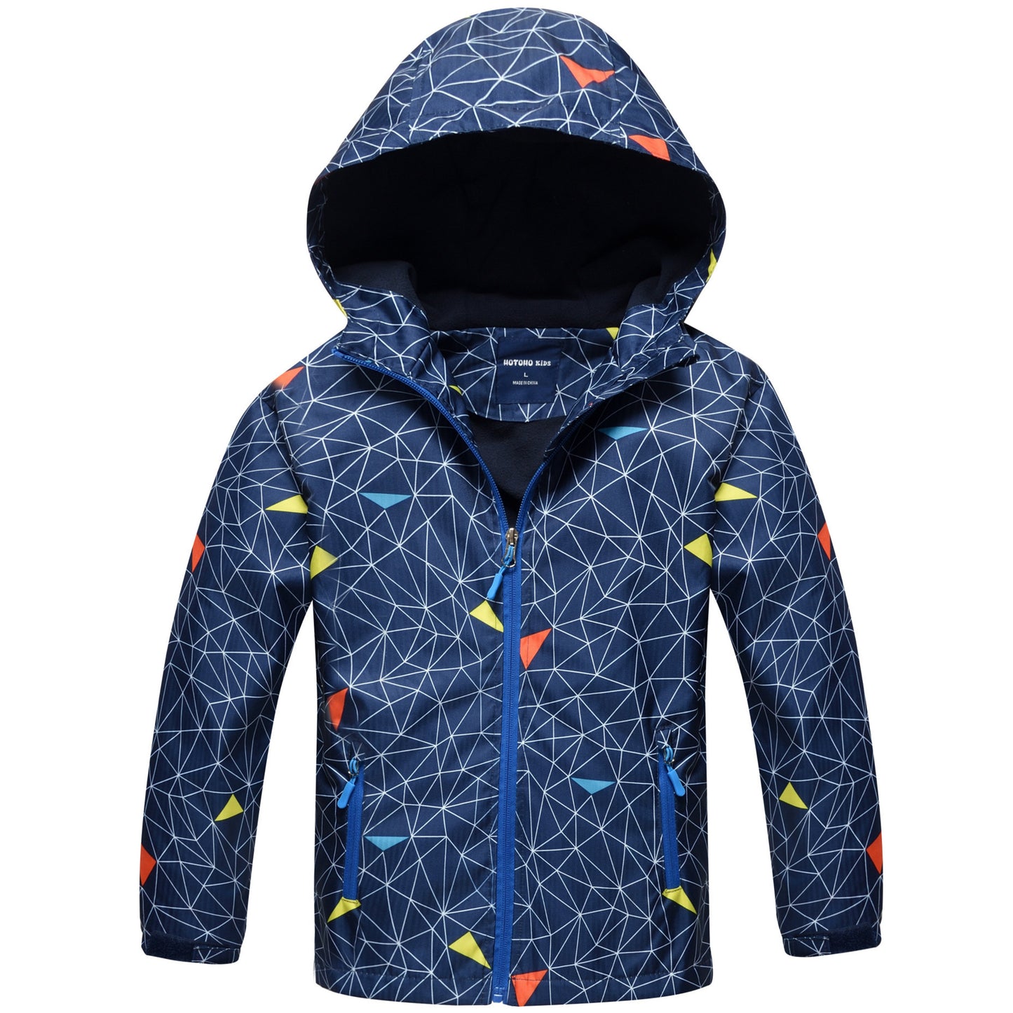 Fewlby Boys Rain Jacket Zipper Hoodies Lightweight Waterproof Raincoats Windbreakers for Kids S-2XL Size