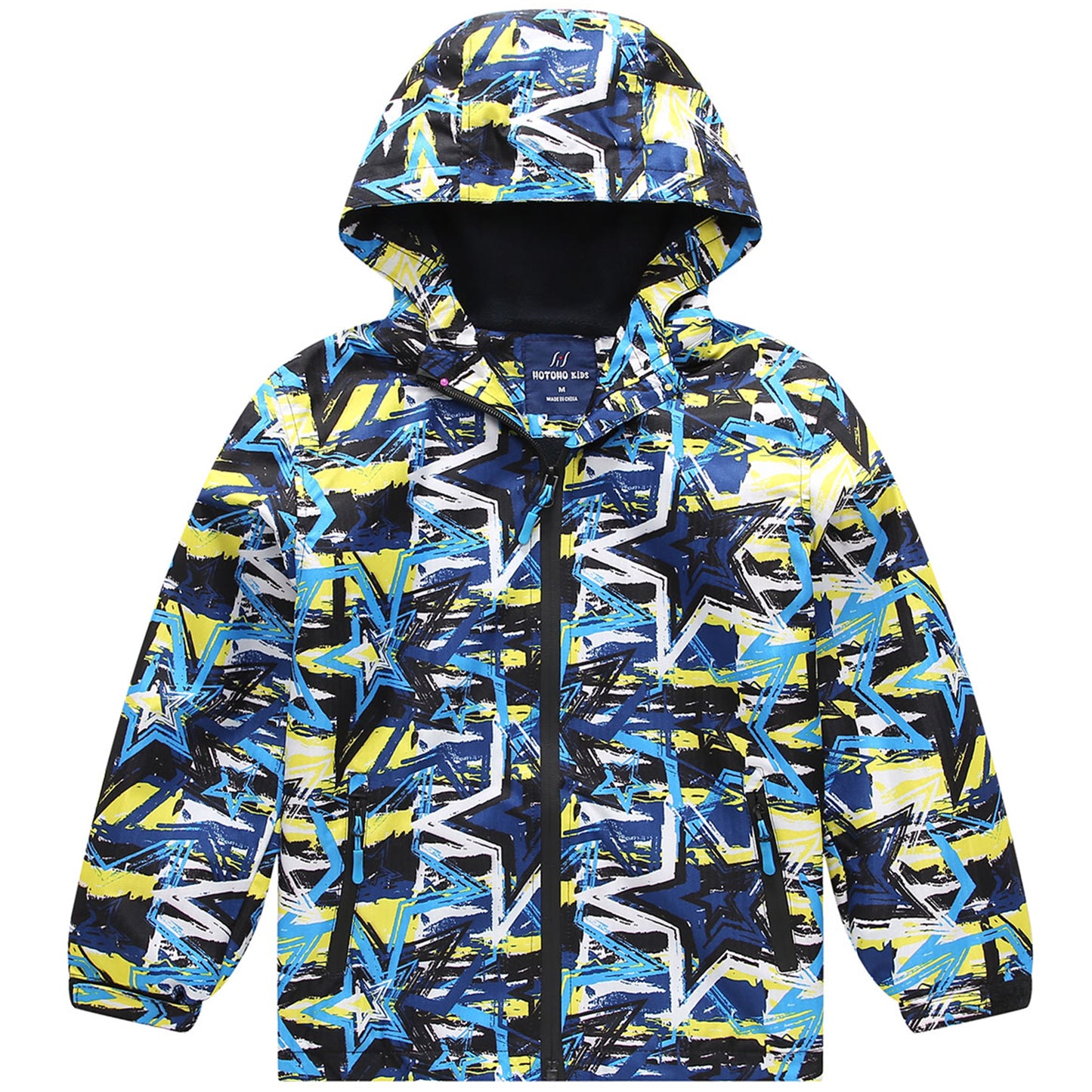 Fewlby Boys Rain Jacket Zipper Hoodies Lightweight Waterproof Raincoats Windbreakers for Kids S-2XL Size 4-12 Years