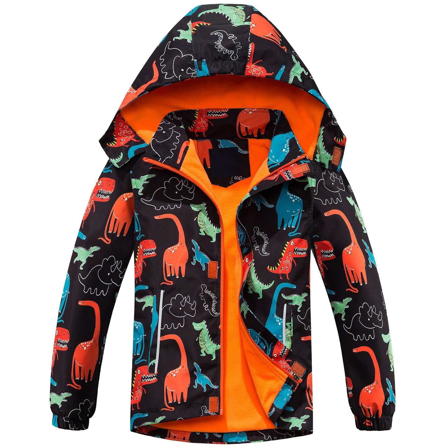 Fewlby Boys Rain Jacket Zipper Hoodies Lightweight Waterproof Raincoats Windbreakers for Kids