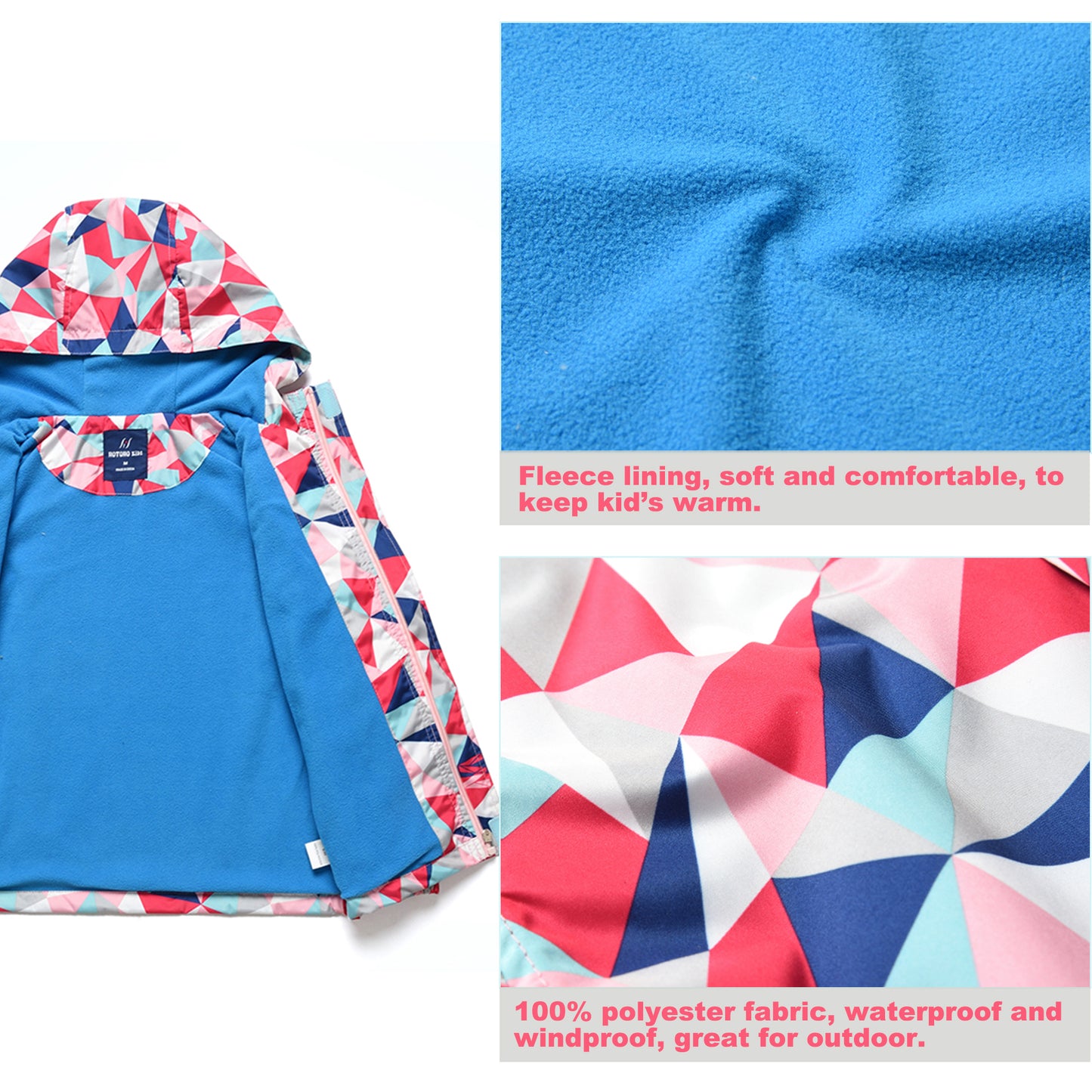 Fewlby Toddler Girls Raincoat Hooded Waterproof Lightweight Kids Rain Poncho Jacket Windbreaker for kids