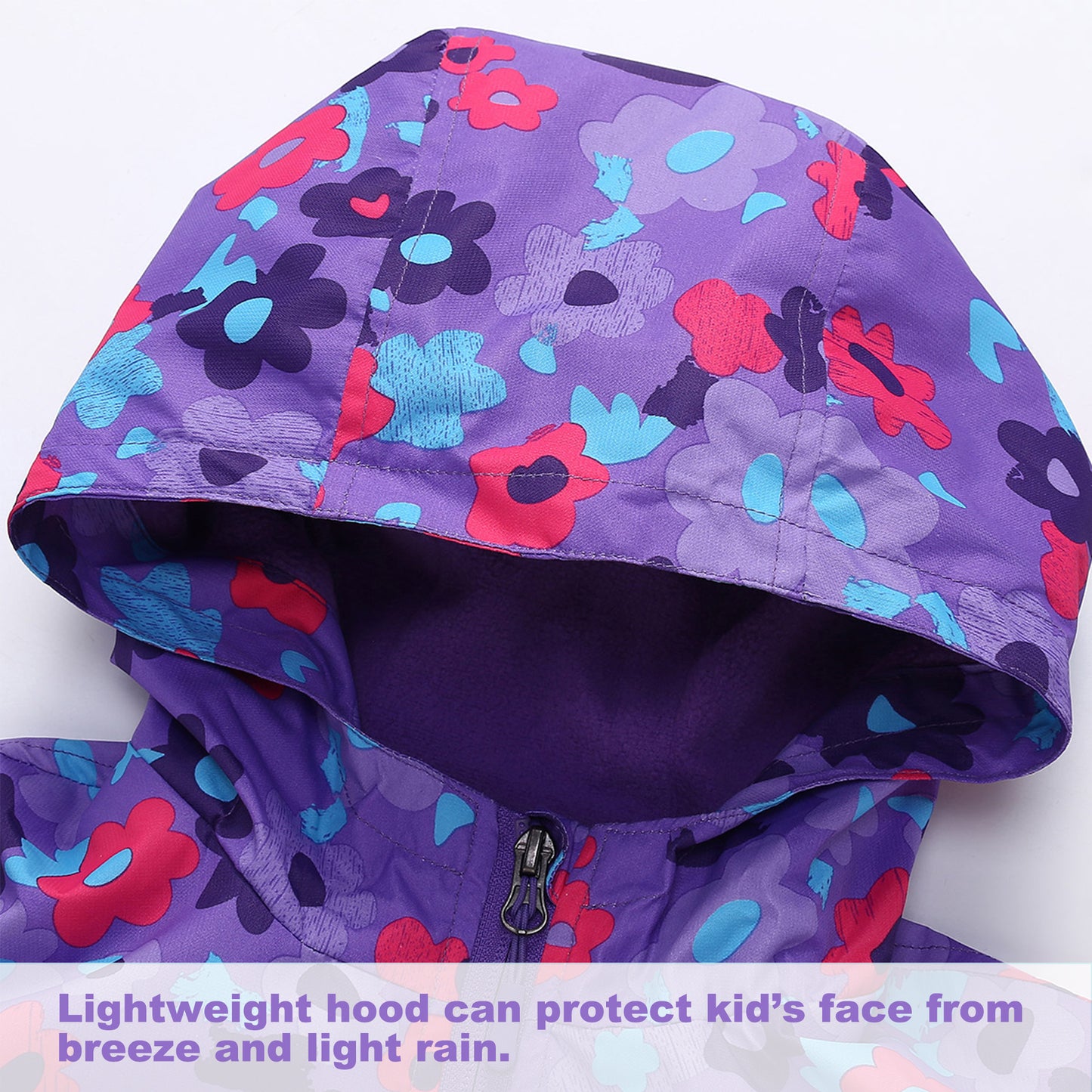 Fewlby Toddler Girls Raincoat Hooded Waterproof Lightweight Kids Rain Poncho Jacket Windbreaker for kids S-2XL Size