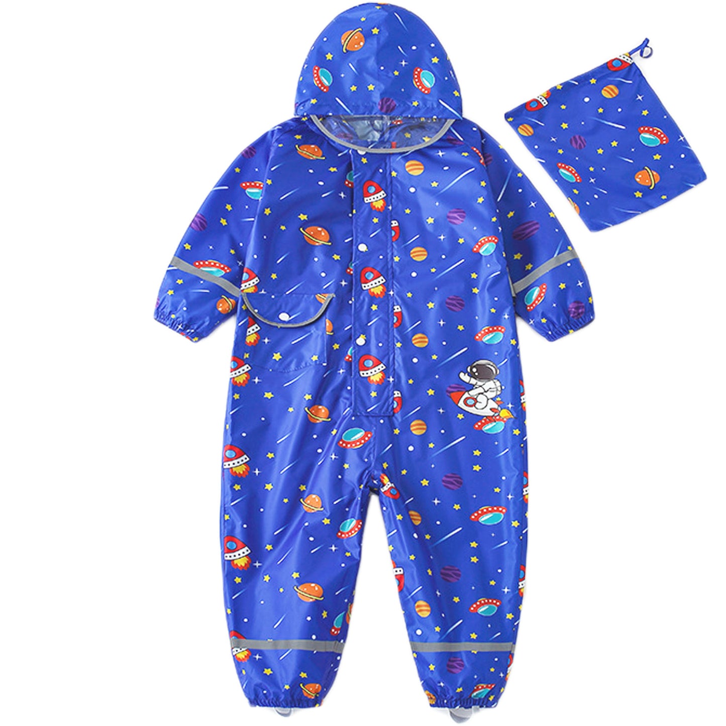 Kids Rain Suit Waterproof Suit Puddle Suit Boys Girls All In One Rain Coat Cartoon Hoodie Zip Rain Jacket