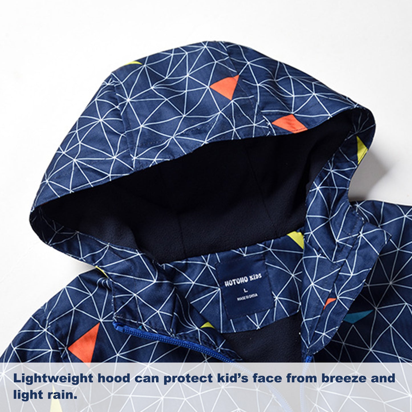 Fewlby Boys Rain Jacket Zipper Hoodies Lightweight Waterproof Raincoats Windbreakers for Kids S-2XL Size