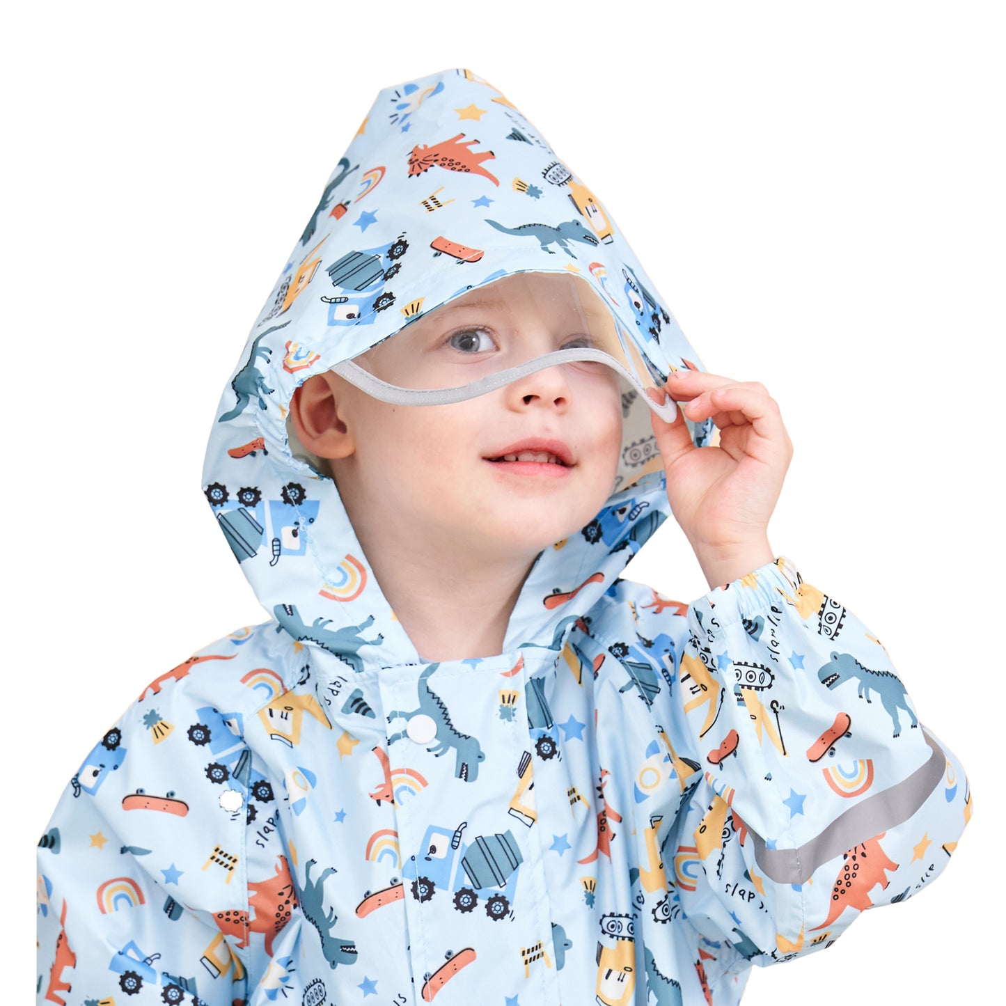 Kids Rain Suit Waterproof Suit Puddle Suit Boys Girls All In One Rain Coat Cartoon Hoodie Zip Rain Jacket