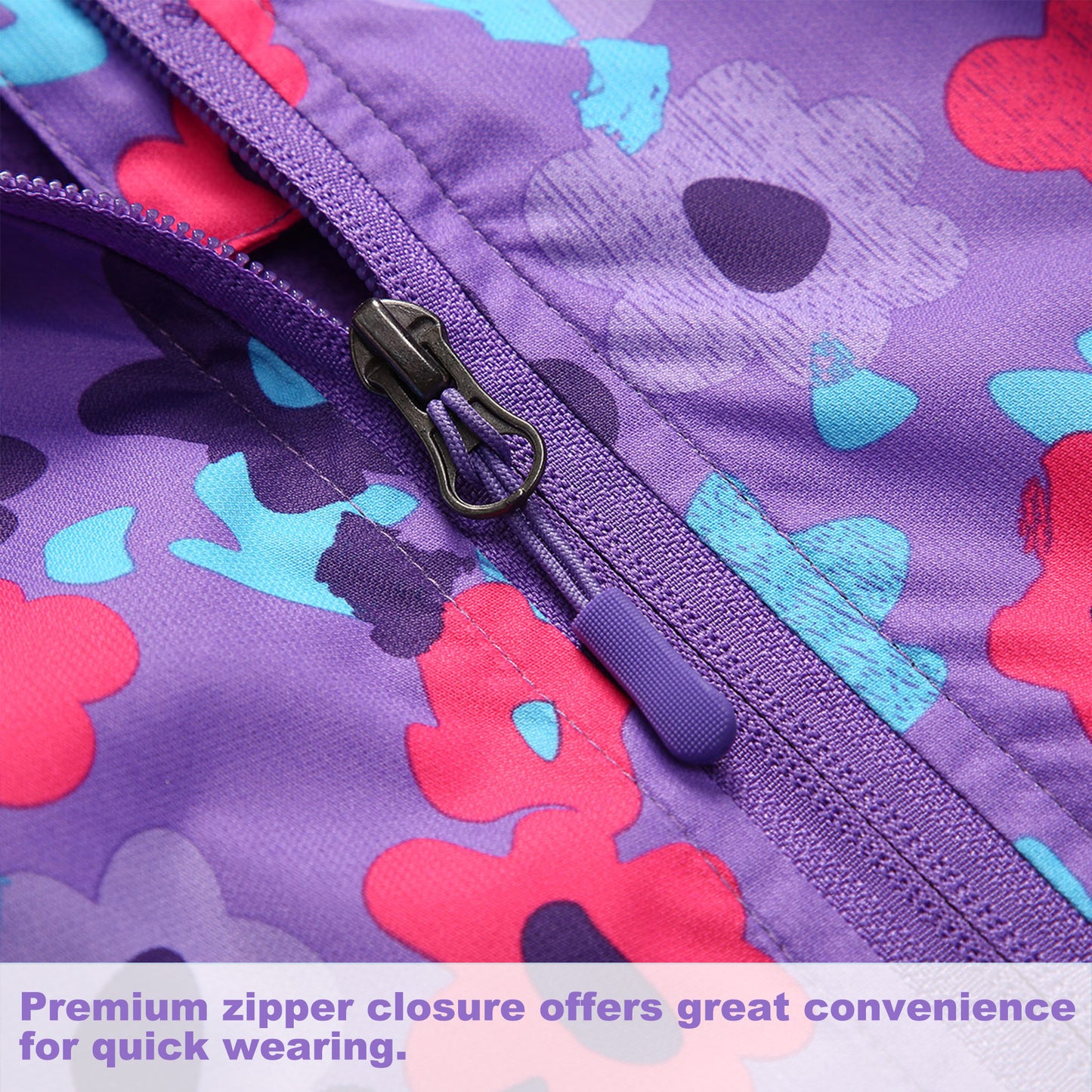 Fewlby Toddler Girls Raincoat Hooded Waterproof Lightweight Kids Rain Poncho Jacket Windbreaker for kids S-2XL Size