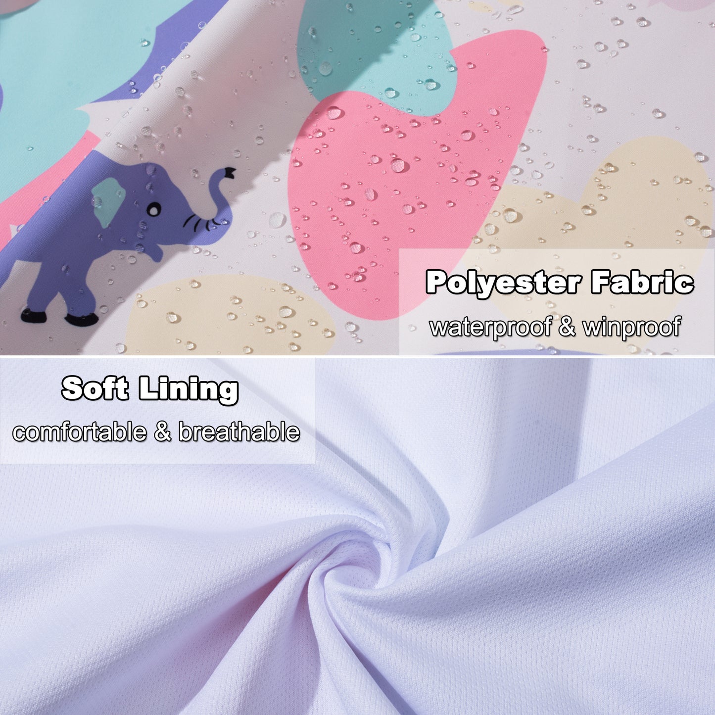 Waterproof Jacket for Girls Rain Jackets, Kids Hooded Raincoats Lightweight Windbreaker Cartoon Windproof Outdoor Coats for Spring Fall