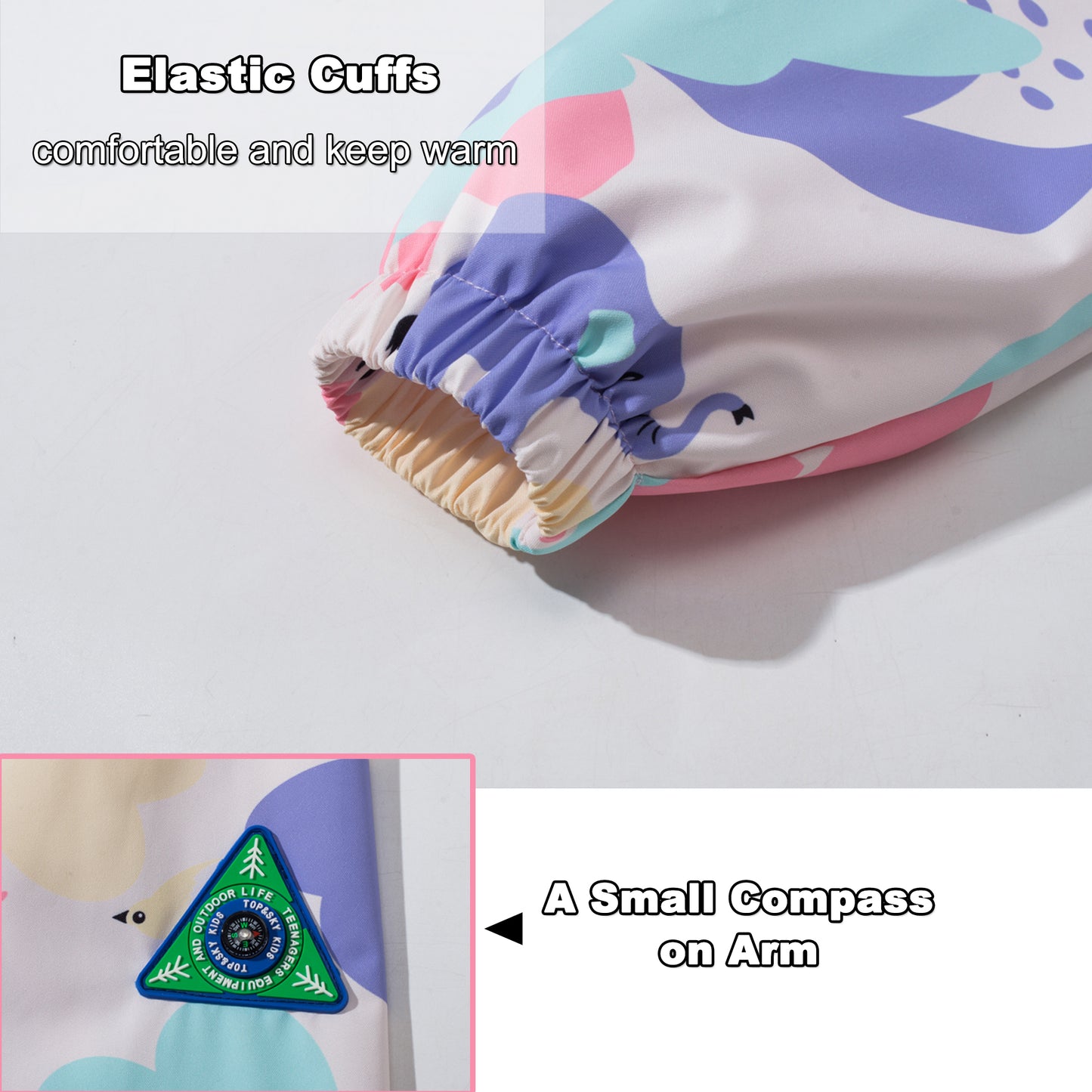 Waterproof Jacket for Girls Rain Jackets, Kids Hooded Raincoats Lightweight Windbreaker Cartoon Windproof Outdoor Coats for Spring Fall