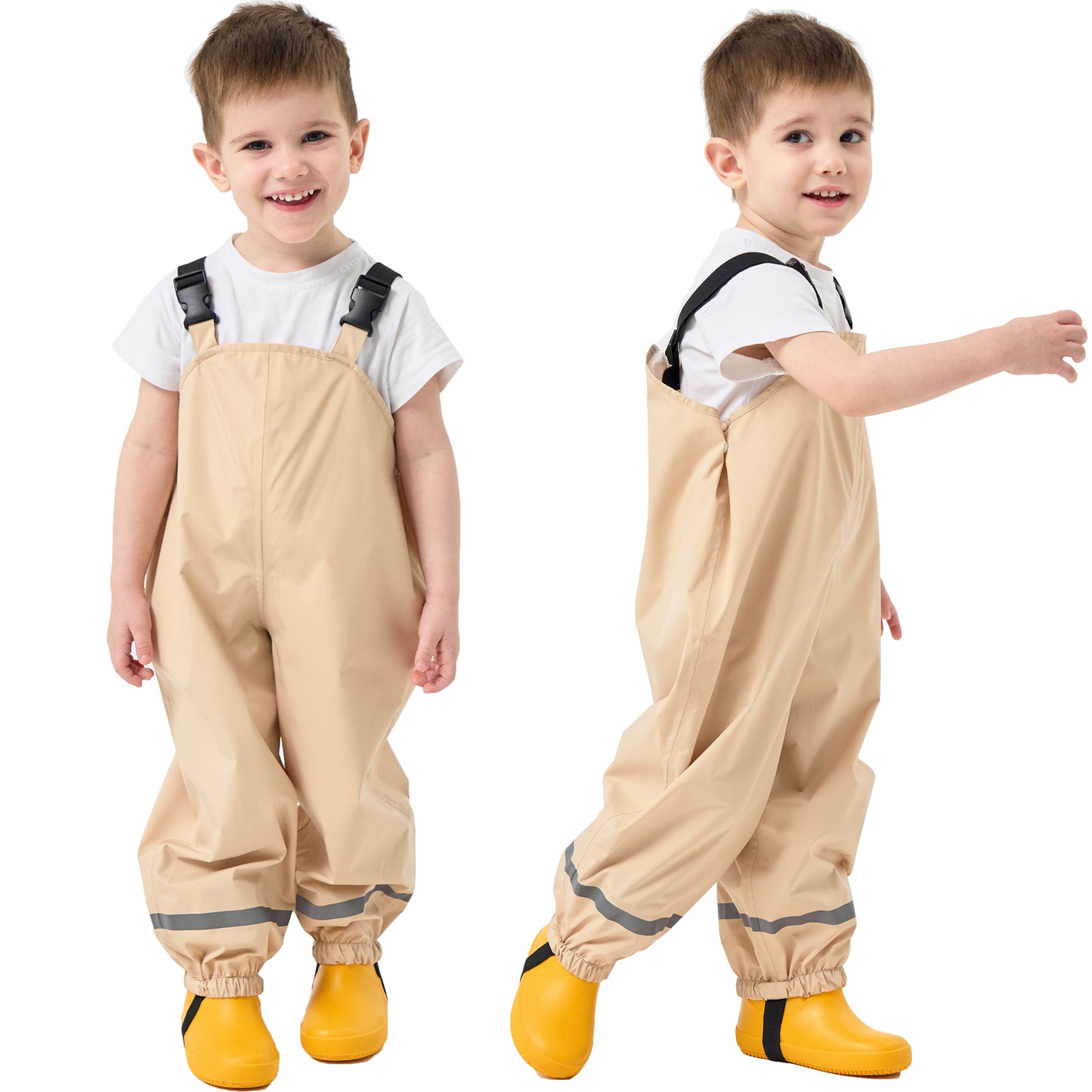 Fewlby Kids Rain Bib Pants, Toddlers Waterproof Suspender Dirty Proof Rain Wear for Boys and Girls