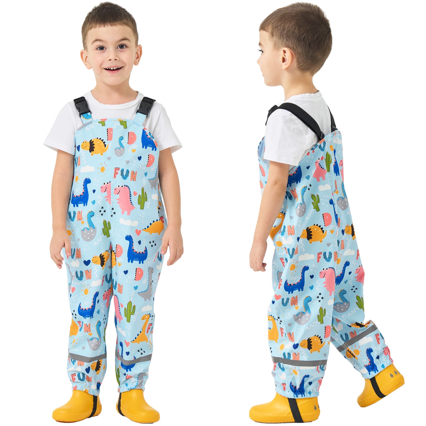 Kids Waterproof Rain Bib Pants, Toddlers Suspender Mud Dirty Proof Rain Wear