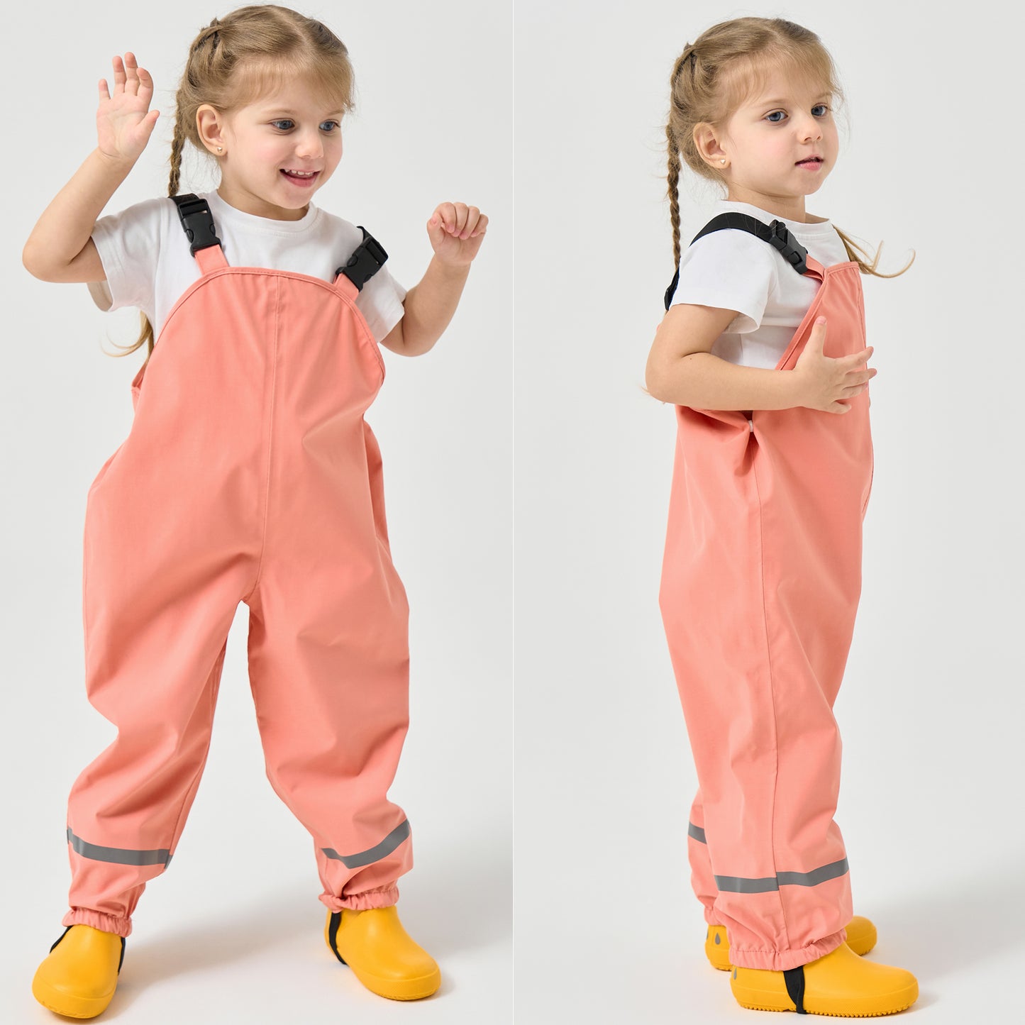 Kids Rain Bib Pants, Toddlers Waterproof Suspender Dirty Proof Rain Wear