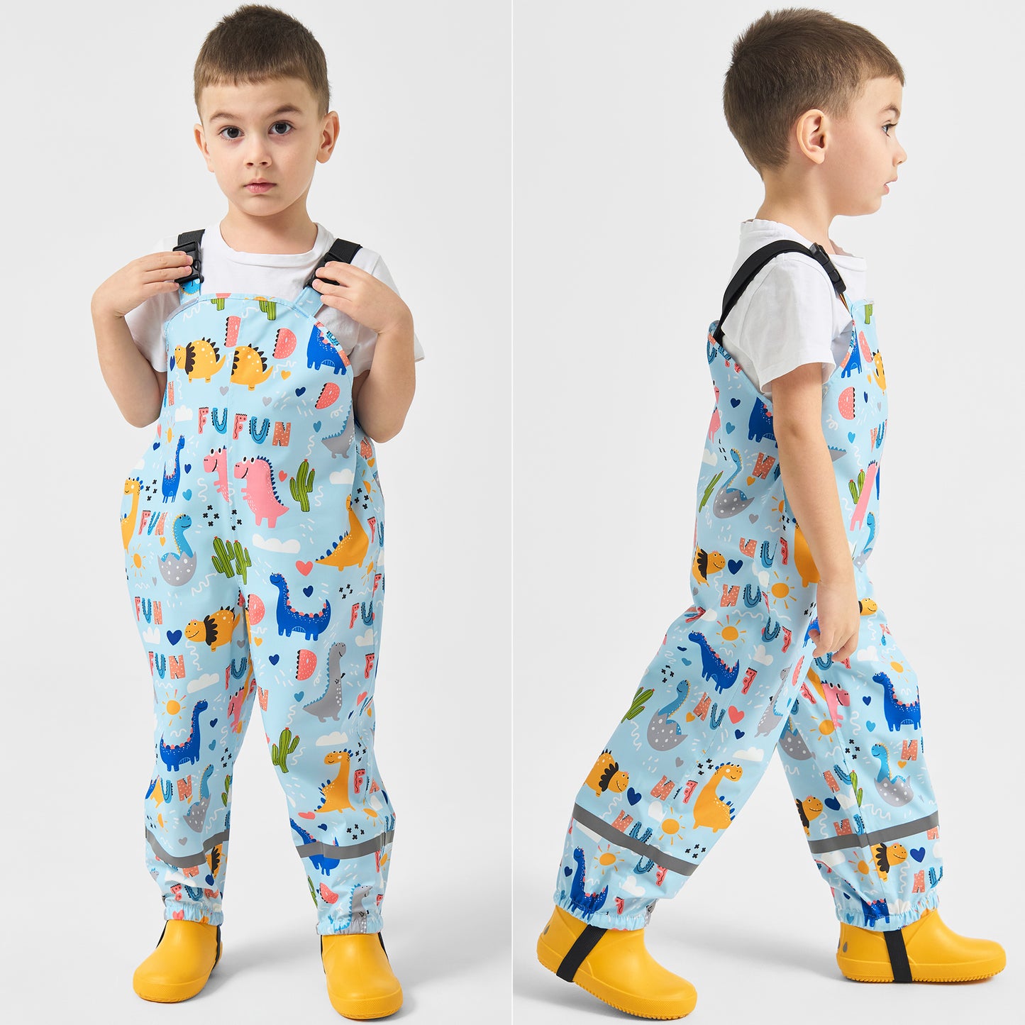 Kids Waterproof Rain Bib Pants, Toddlers Suspender Mud Dirty Proof Rain Wear