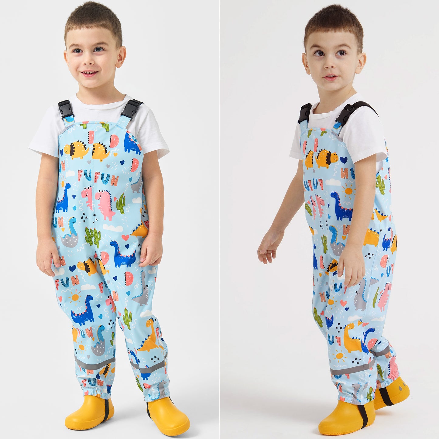 Kids Waterproof Rain Bib Pants, Toddlers Suspender Mud Dirty Proof Rain Wear