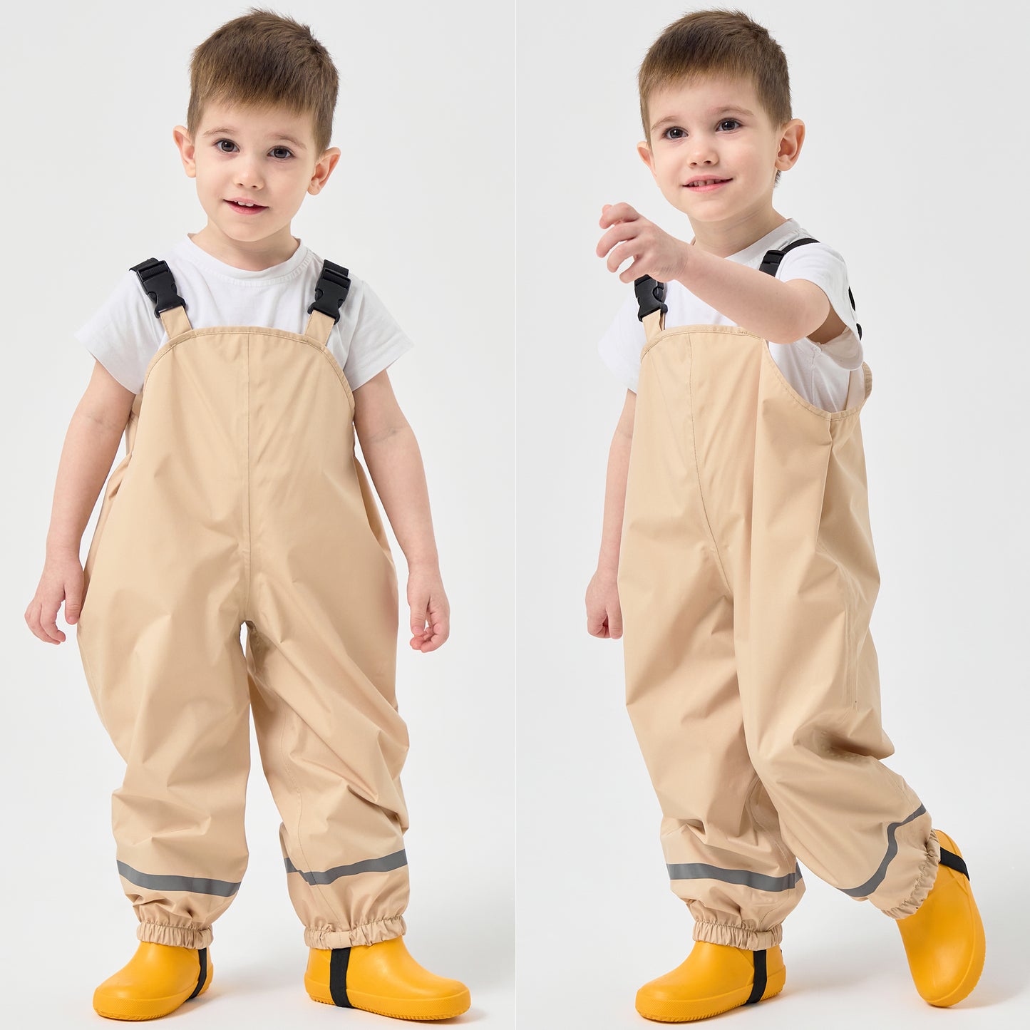 Fewlby Kids Rain Bib Pants, Toddlers Waterproof Suspender Dirty Proof Rain Wear for Boys and Girls