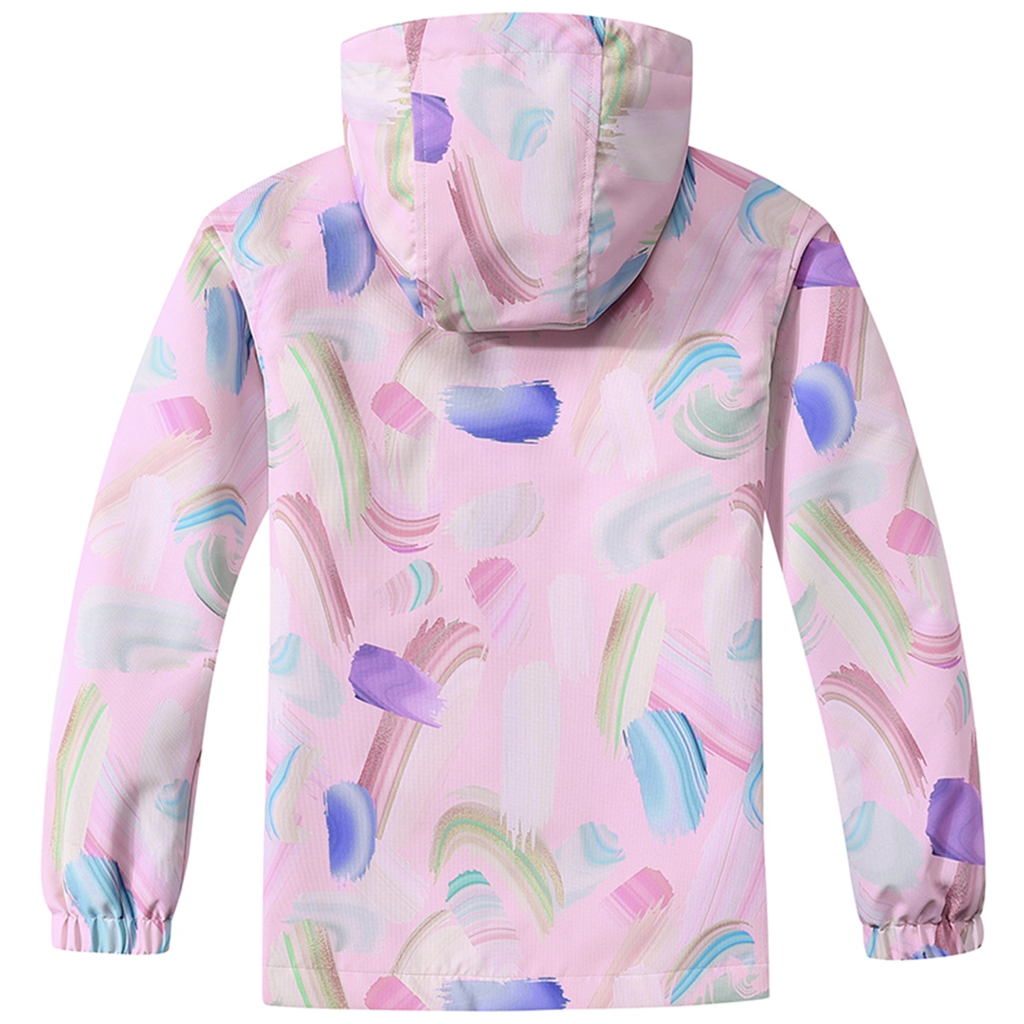 Girls Waterproof Jacket, Kids Raincoat Fleece Lined Windbreaker Hooded Rain Jaclets Cartoon Windproof Coats Outdoor Outerwear