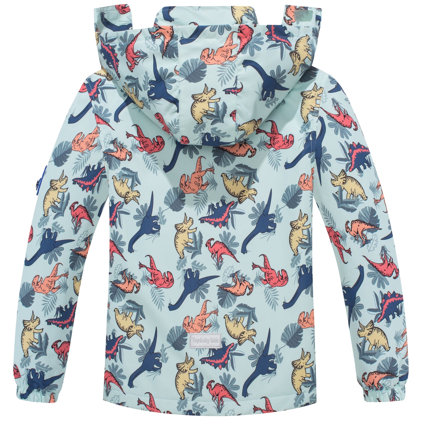 Kids Waterproof Jackets, Boys Rain Jackets Fleece Lined Windbreaker Hooded Raincoat Cartoon Dinosaurs Waterproof Coat Zipper Windproof Sports Outwear
