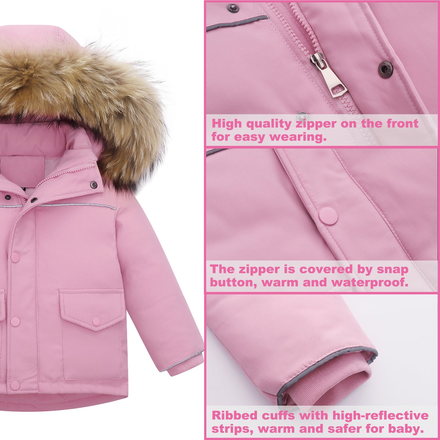 Kids Snowsuit Set 2-Piece Ski Suits, Winter Hooded Puffer Jacket and Snow Bib Pants, Toddler Ultralight Skisuit Set for 18 Months - 5 Years