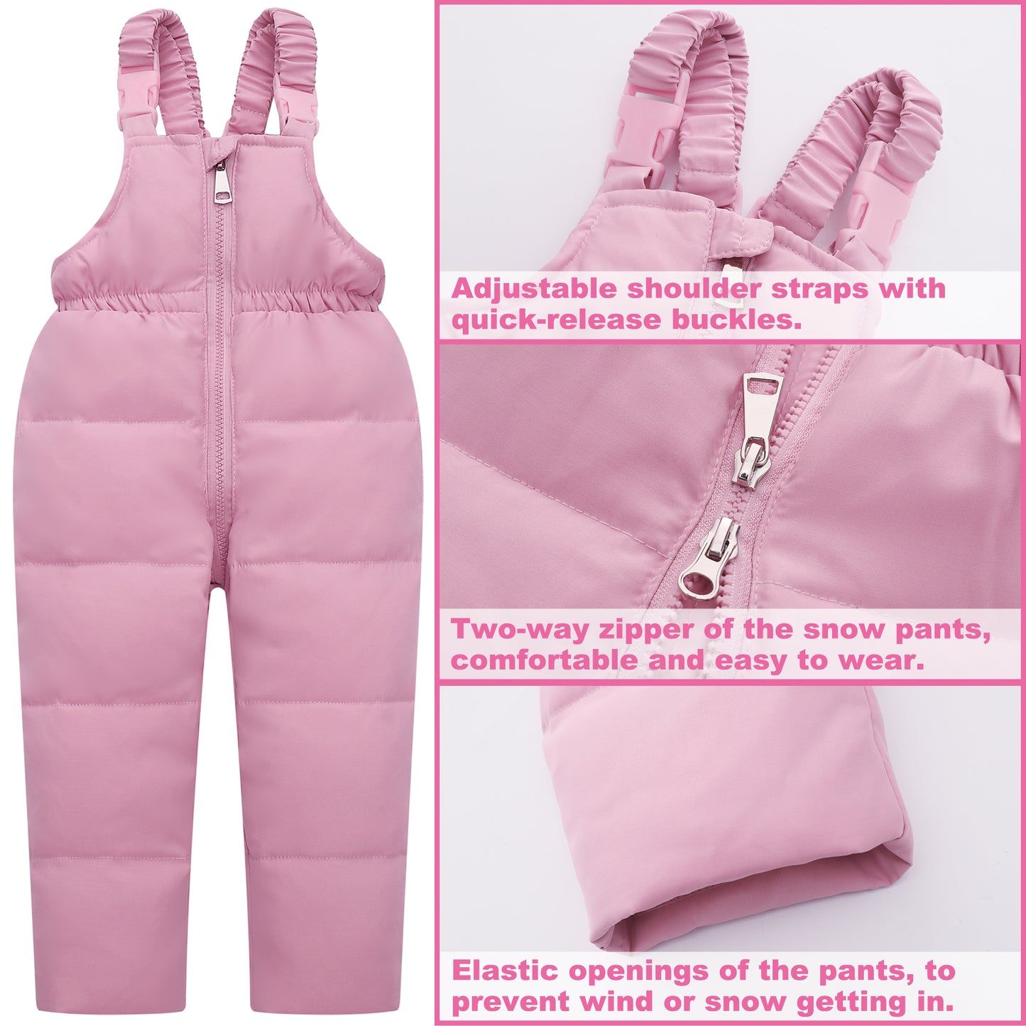 Kids Snowsuit Set 2-Piece Ski Suits, Winter Hooded Puffer Jacket and Snow Bib Pants, Toddler Ultralight Skisuit Set for 18 Months - 5 Years