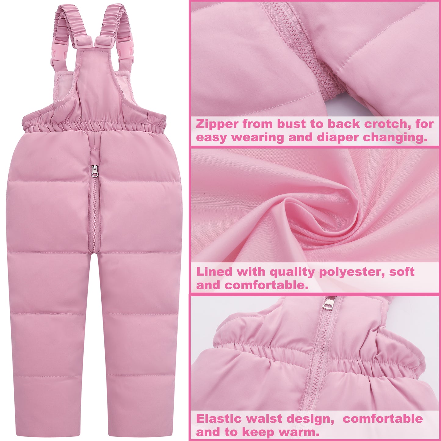 Kids Snowsuit Set 2-Piece Ski Suits, Winter Hooded Puffer Jacket and Snow Bib Pants, Toddler Ultralight Skisuit Set for 18 Months - 5 Years