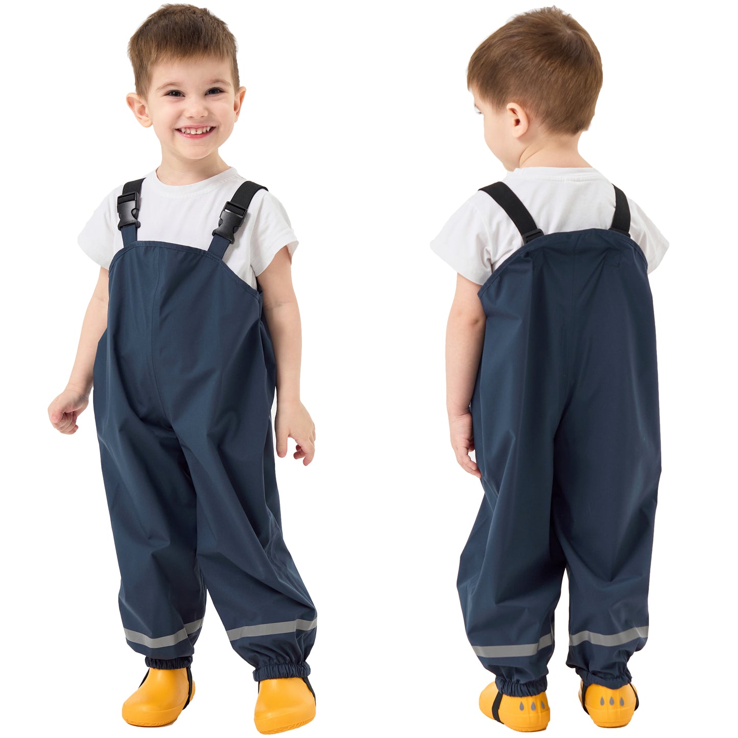 Fewlby Kids Rain Bib Pants, Toddlers Waterproof Suspender Dirty Proof Rain Wear for Boys and Girls