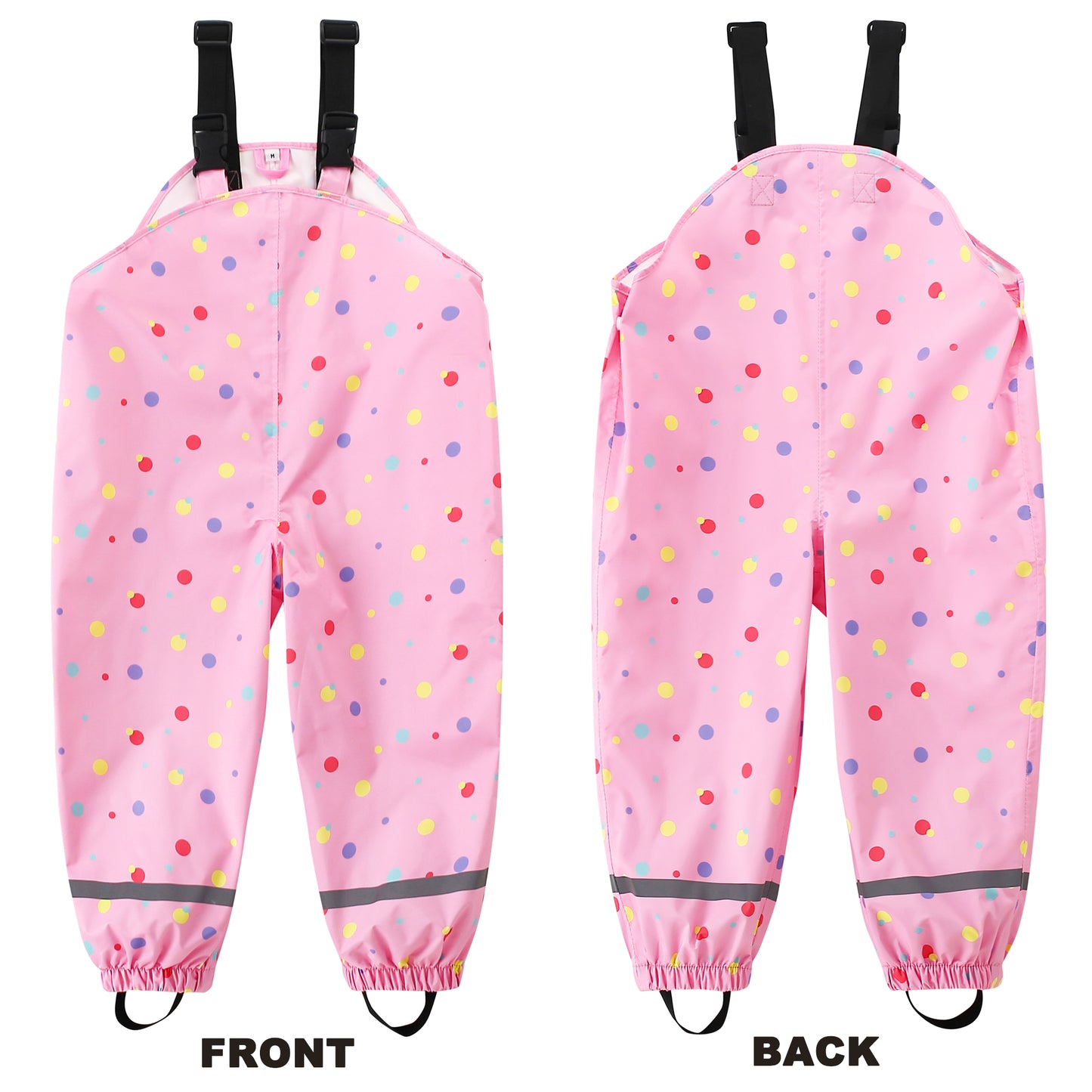 Kids Waterproof Rain Bib Pants, Boys Girls Rain Pants Kids Overalls Rain Trousers Lightweight Mud Pants Rainwear for Toddlers