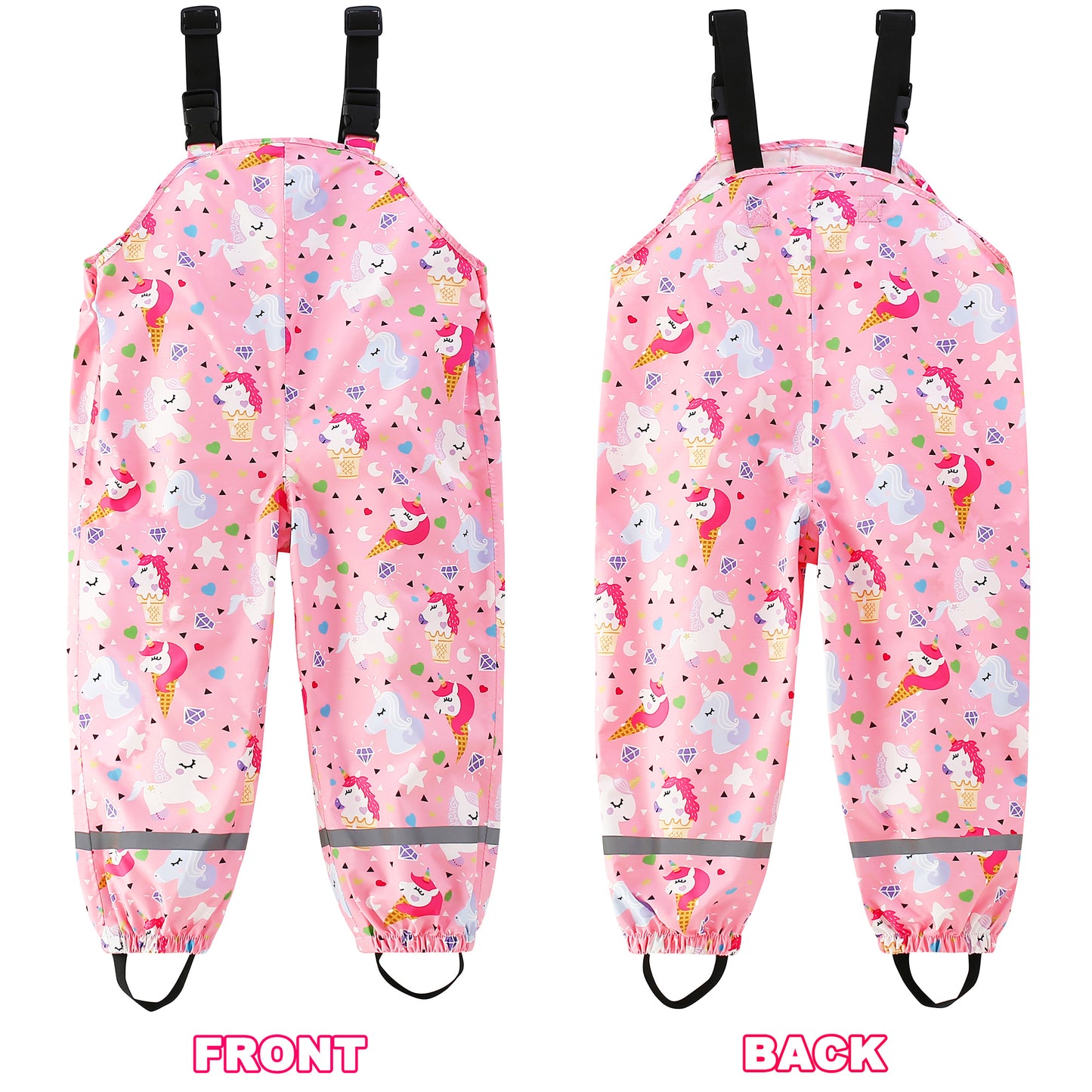 Kids Waterproof Rain Bib Pants, Toddlers Suspender Mud Dirty Proof Rain Wear
