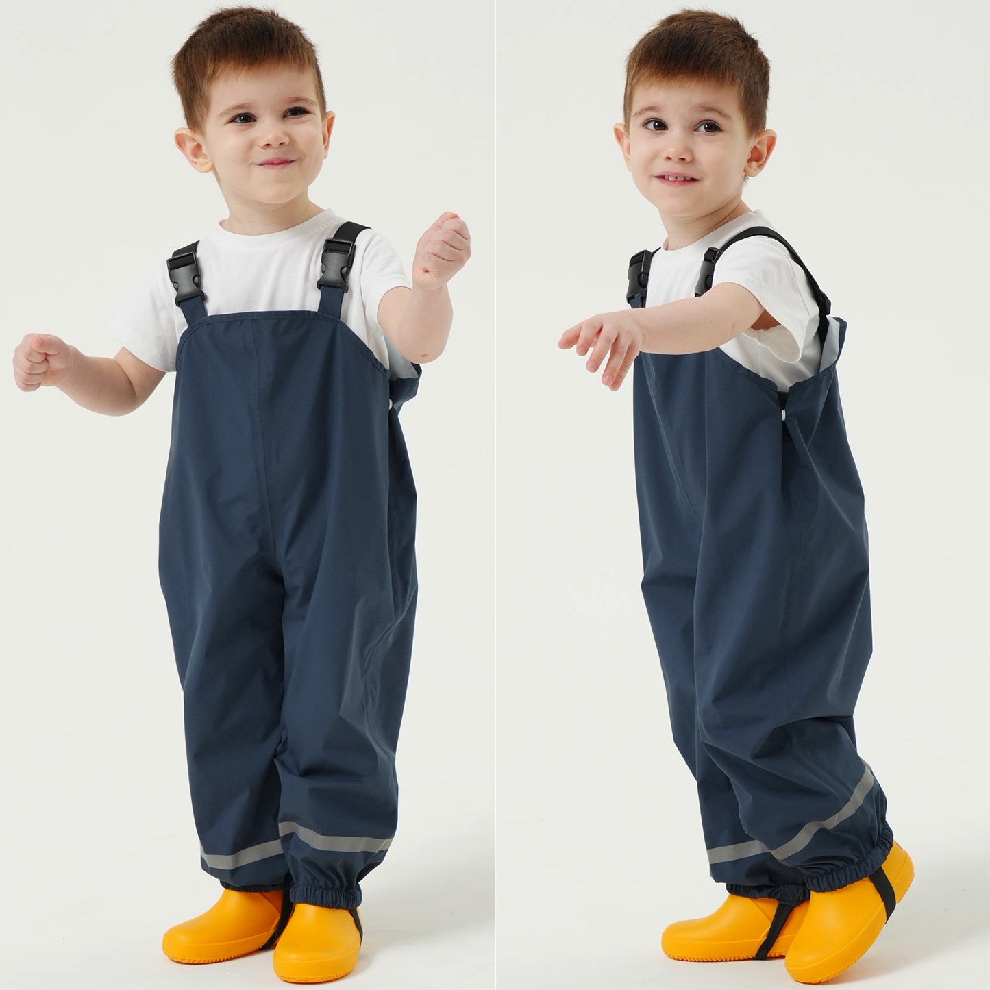Fewlby Kids Rain Bib Pants, Toddlers Waterproof Suspender Dirty Proof Rain Wear for Boys and Girls