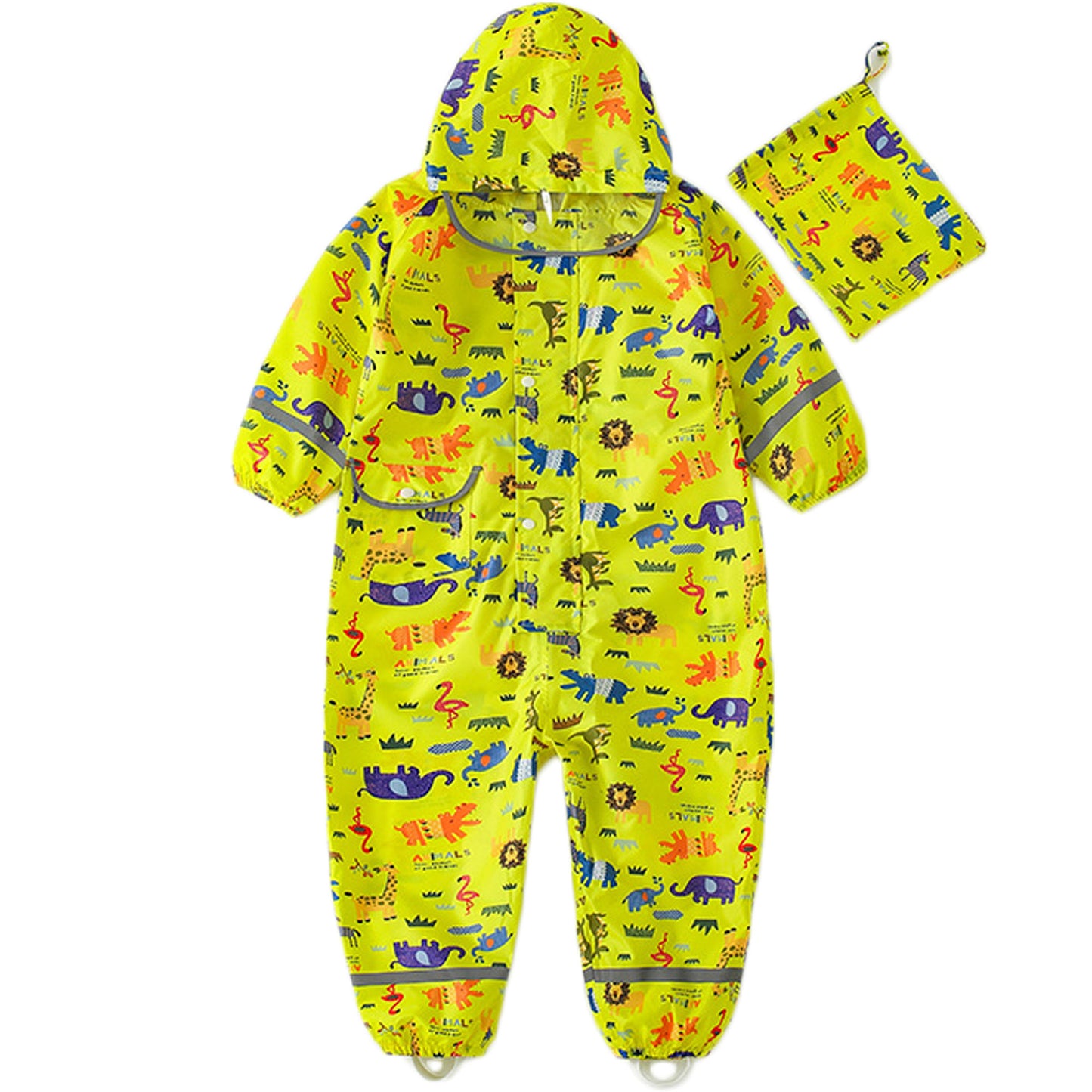 Kids Rain Suit Waterproof Suit Puddle Suit Boys Girls All In One Rain Coat Cartoon Hoodie Zip Rain Jacket