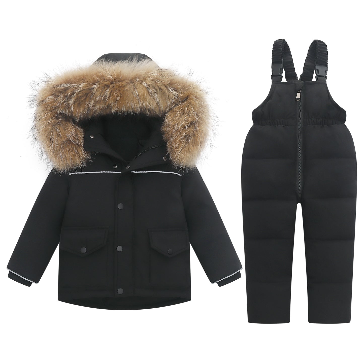 Kids Snowsuit Set 2-Piece Ski Suits, Winter Hooded Puffer Jacket and Snow Bib Pants, Toddler Ultralight Skisuit Set for 18 Months - 5 Years