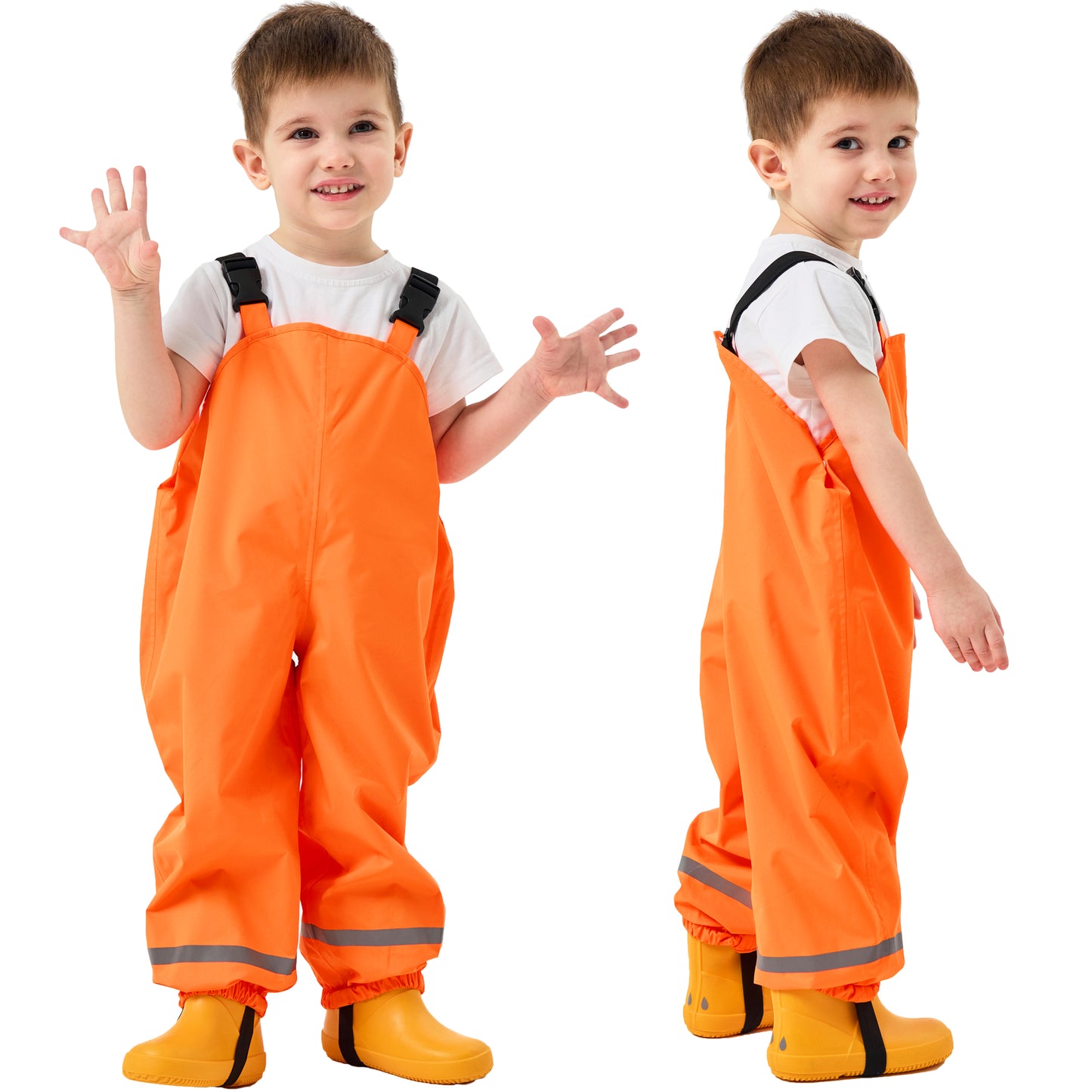 Fewlby Kids Rain Bib Pants, Toddlers Waterproof Suspender Dirty Proof Rain Wear for Boys and Girls