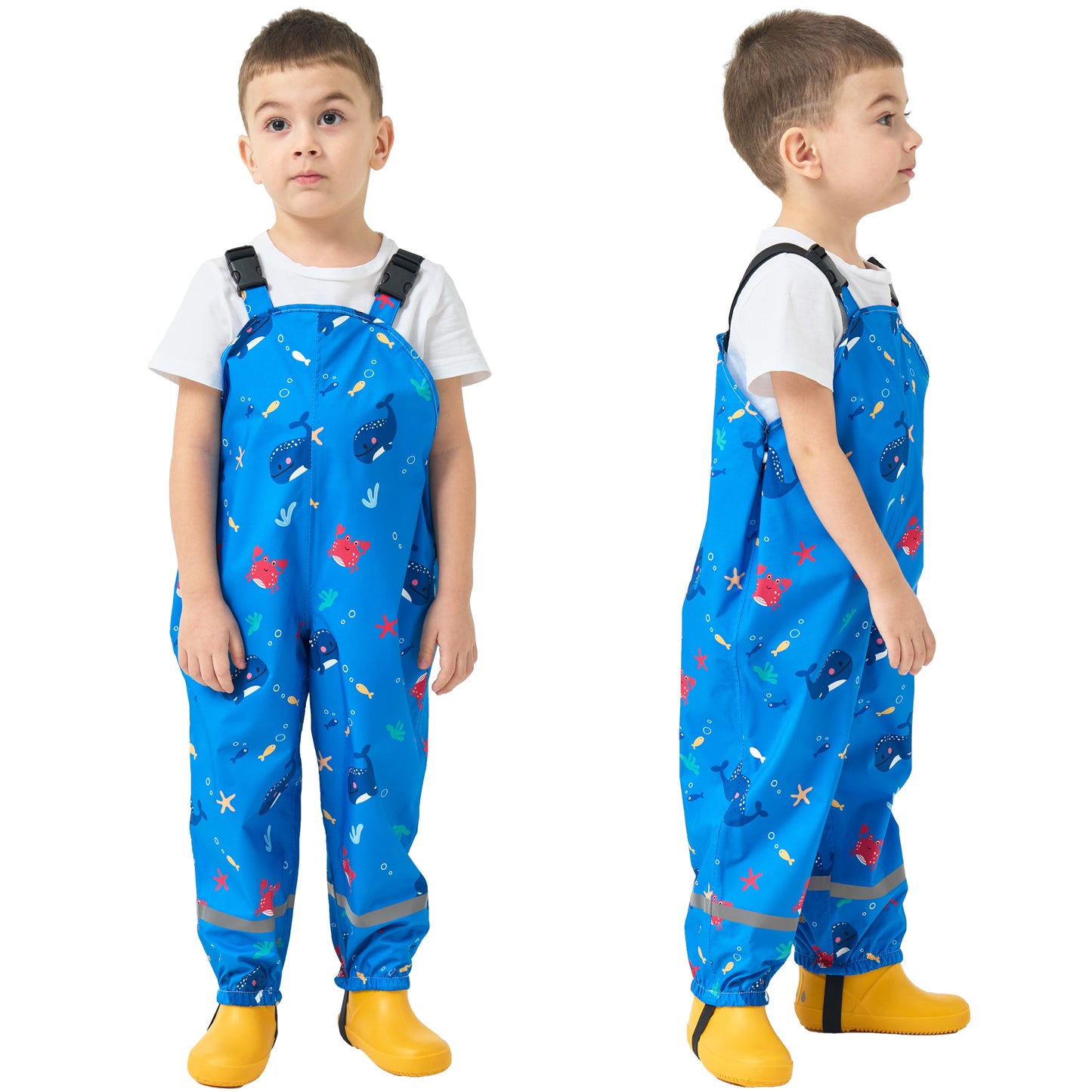 Kids Waterproof Rain Bib Pants, Toddlers Suspender Mud Dirty Proof Rain Wear