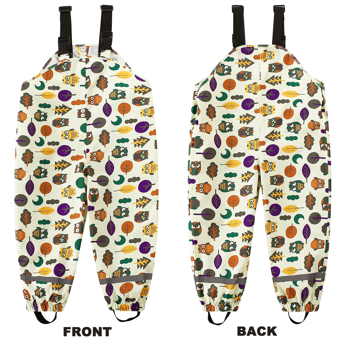 Toddlers Waterproof Rain Bib Pants, Boys Girls Rain Pants Kids Cartoon Rain Trousers Lightweight Mud Pants Rainwear