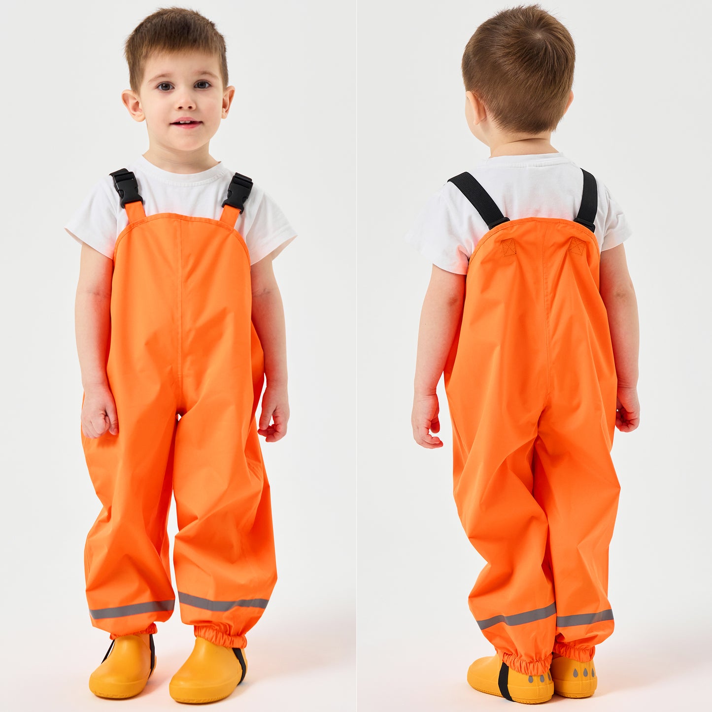 Fewlby Kids Rain Bib Pants, Toddlers Waterproof Suspender Dirty Proof Rain Wear for Boys and Girls