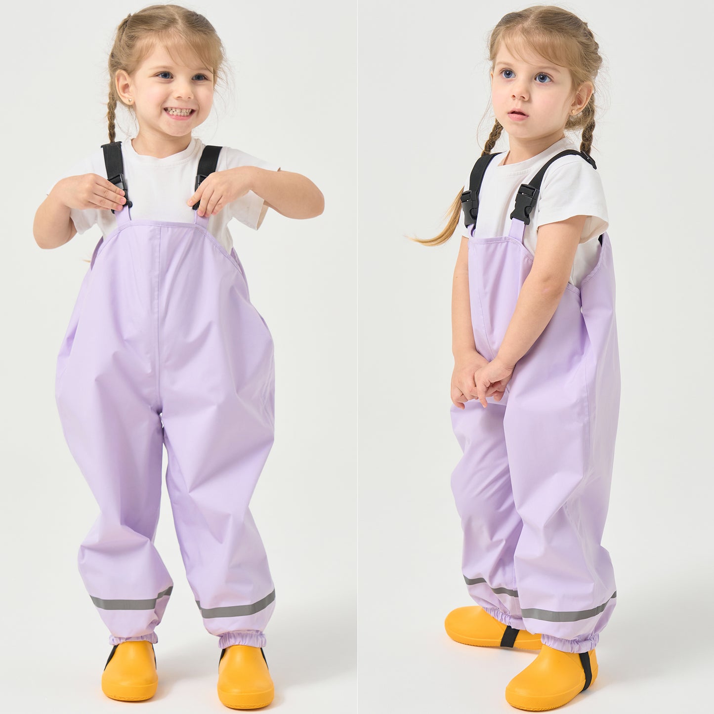 Fewlby Kids Rain Bib Pants, Toddlers Waterproof Suspender Dirty Proof Rain Wear for Boys and Girls