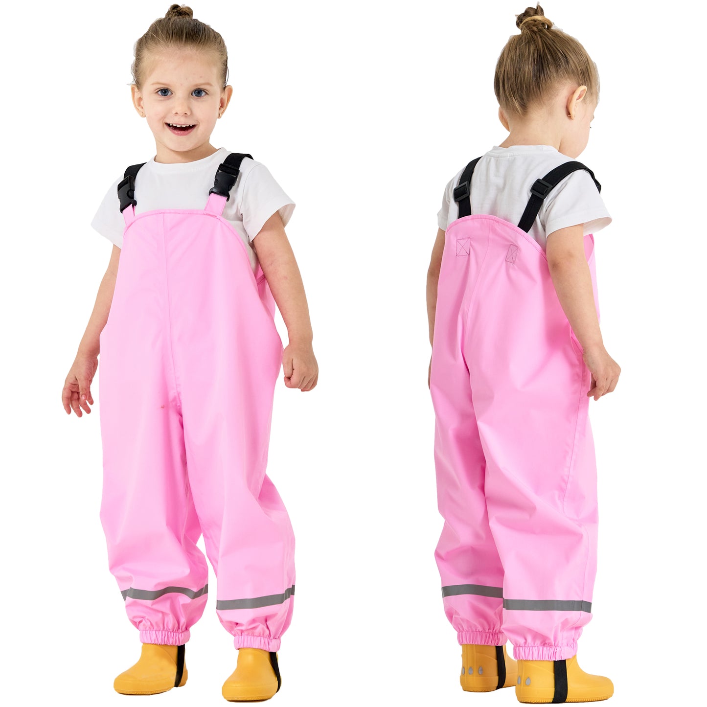 Fewlby Kids Rain Bib Pants, Toddlers Waterproof Suspender Dirty Proof Rain Wear for Boys and Girls