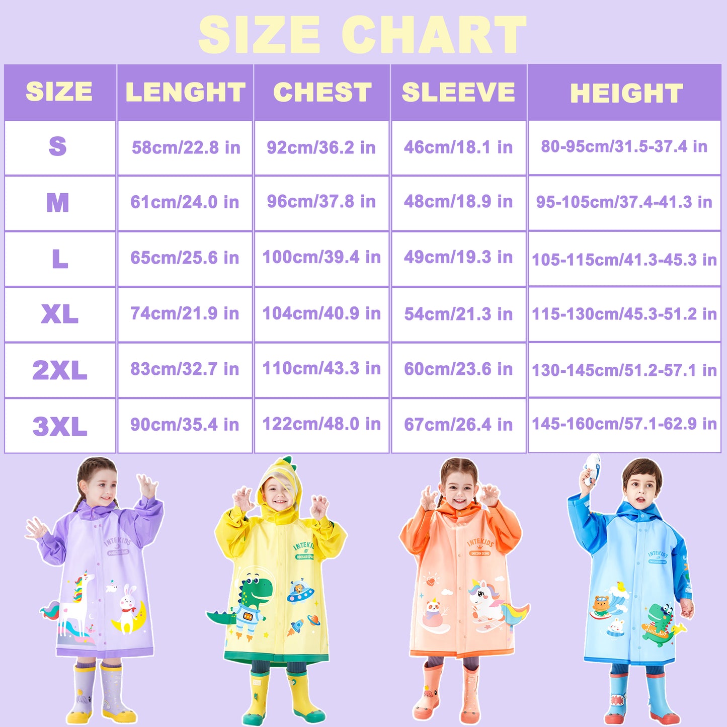 Fewlby Toddler Raincoat for Boys Girls Rain Poncho Waterpoof Kids Rain Jacket 3D Cartoon Hoodie Kids Rainwear