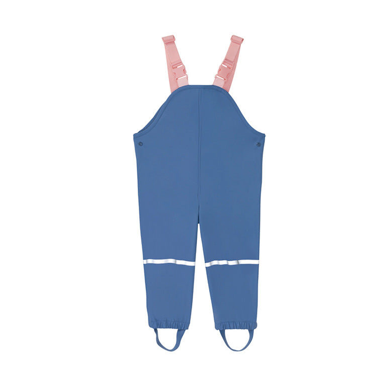 Toddler Waterproof Kids Suspender Rain Pants Dirty Proof Rain Wear for Boys and Girls