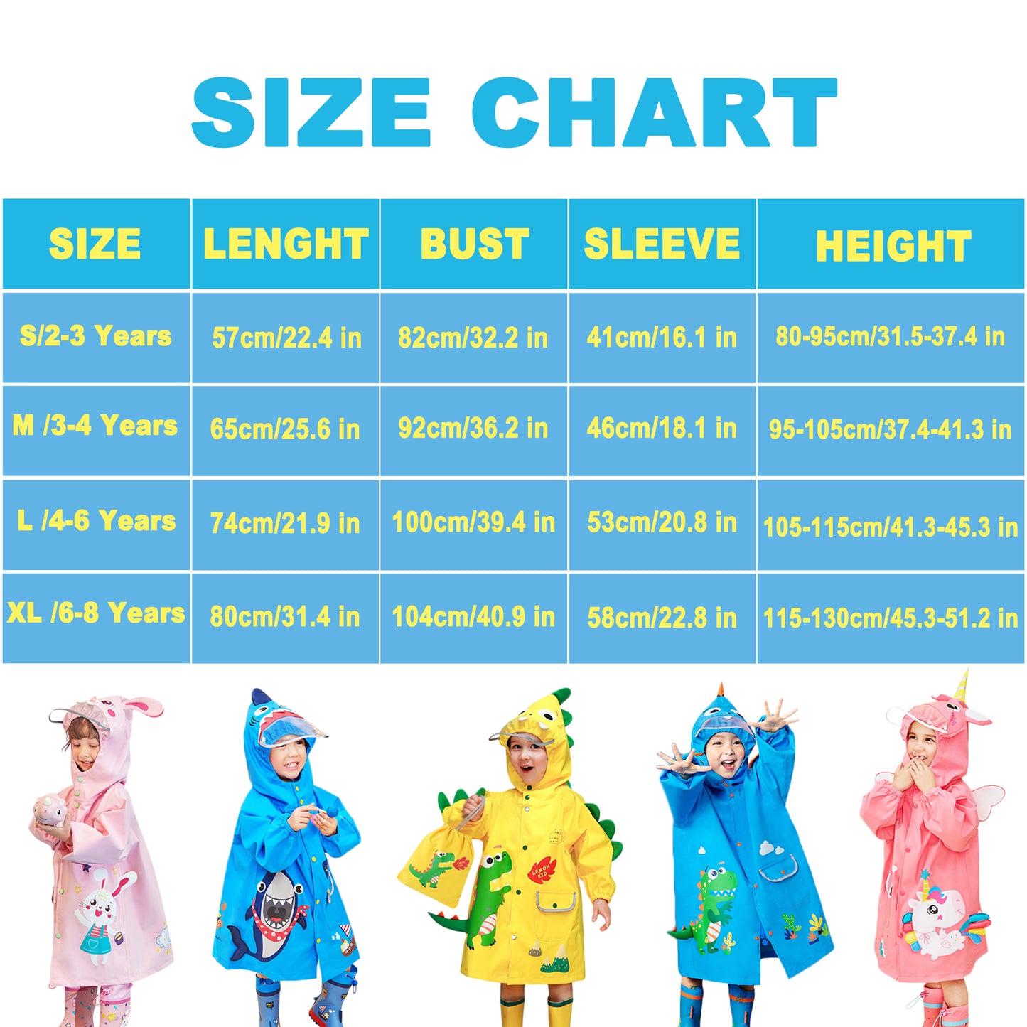 Kids Raincoat Boys Girls Toddler Rain Poncho Waterpoof Rain Jacket Children Cartoon Rainwear 2-8 Years…