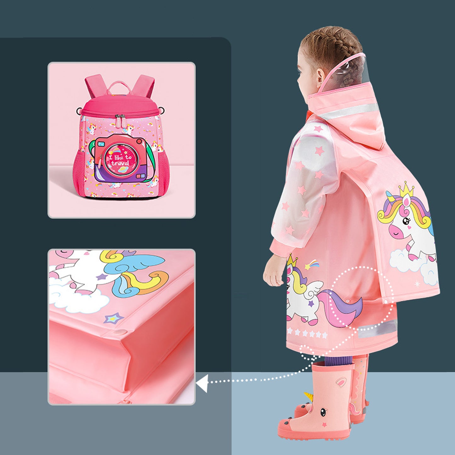 Kids Raincoats Waterproof Rain Poncho Girls Boys Rain Jacket Toddler Cartoon Rain Wear S-4XL Size