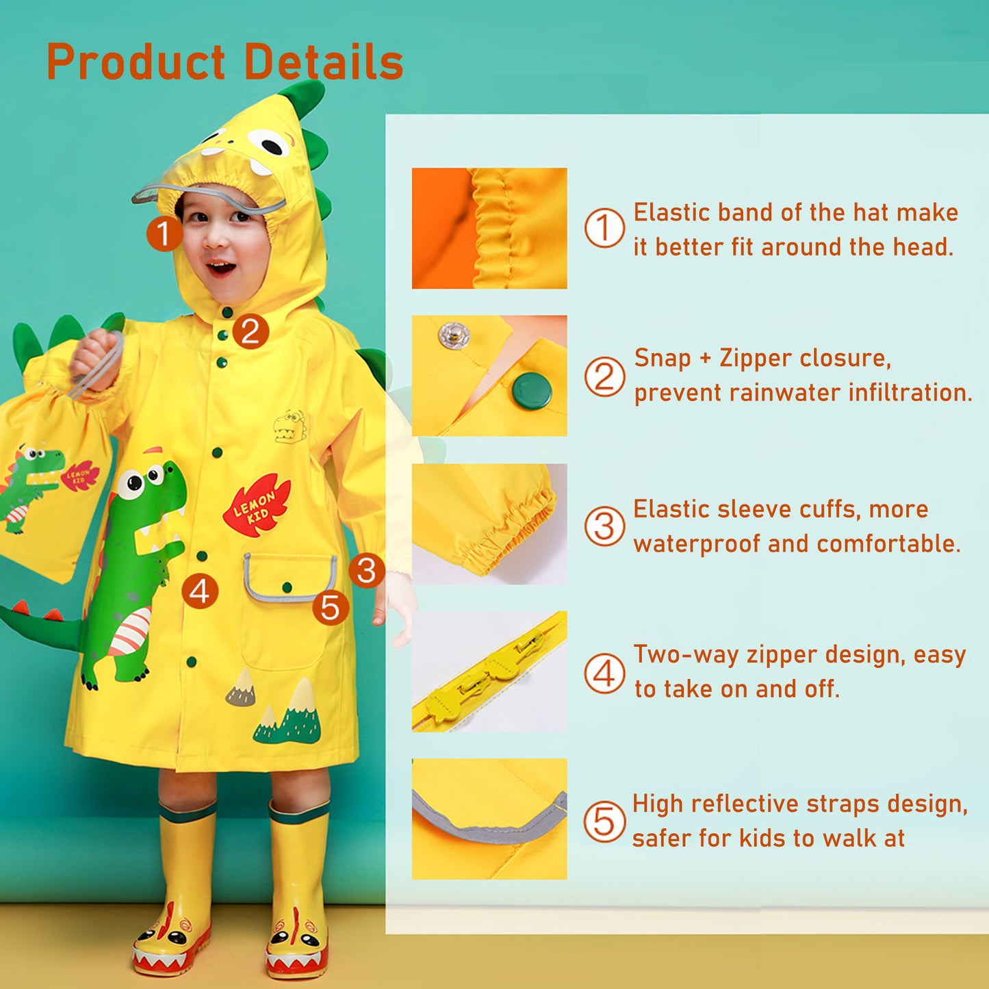 Kids Raincoat Boys Girls Toddler Rain Poncho Waterpoof Rain Jacket Children Cartoon Rainwear 2-8 Years…