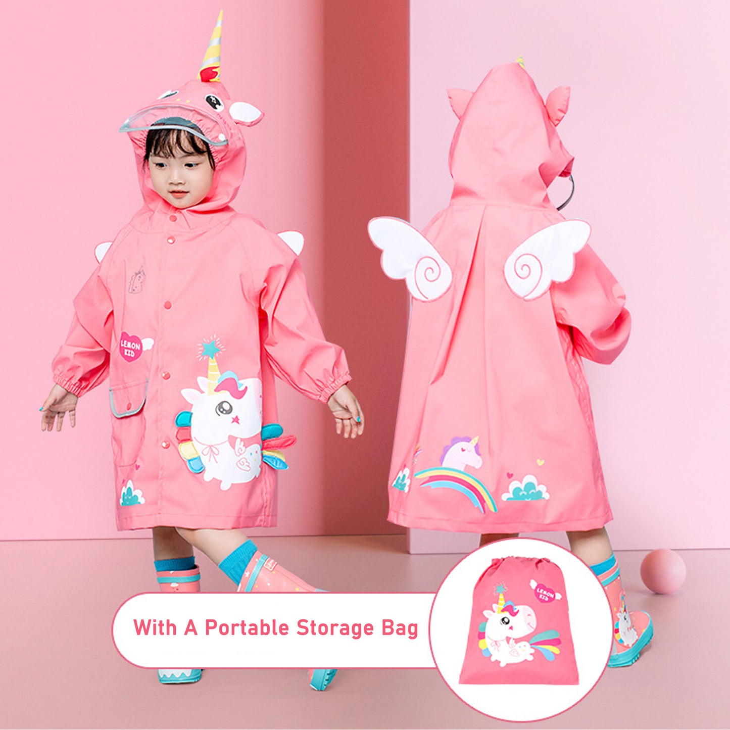 Kids Raincoat Boys Girls Toddler Rain Poncho Waterpoof Rain Jacket Children Cartoon Rainwear 2-8 Years…