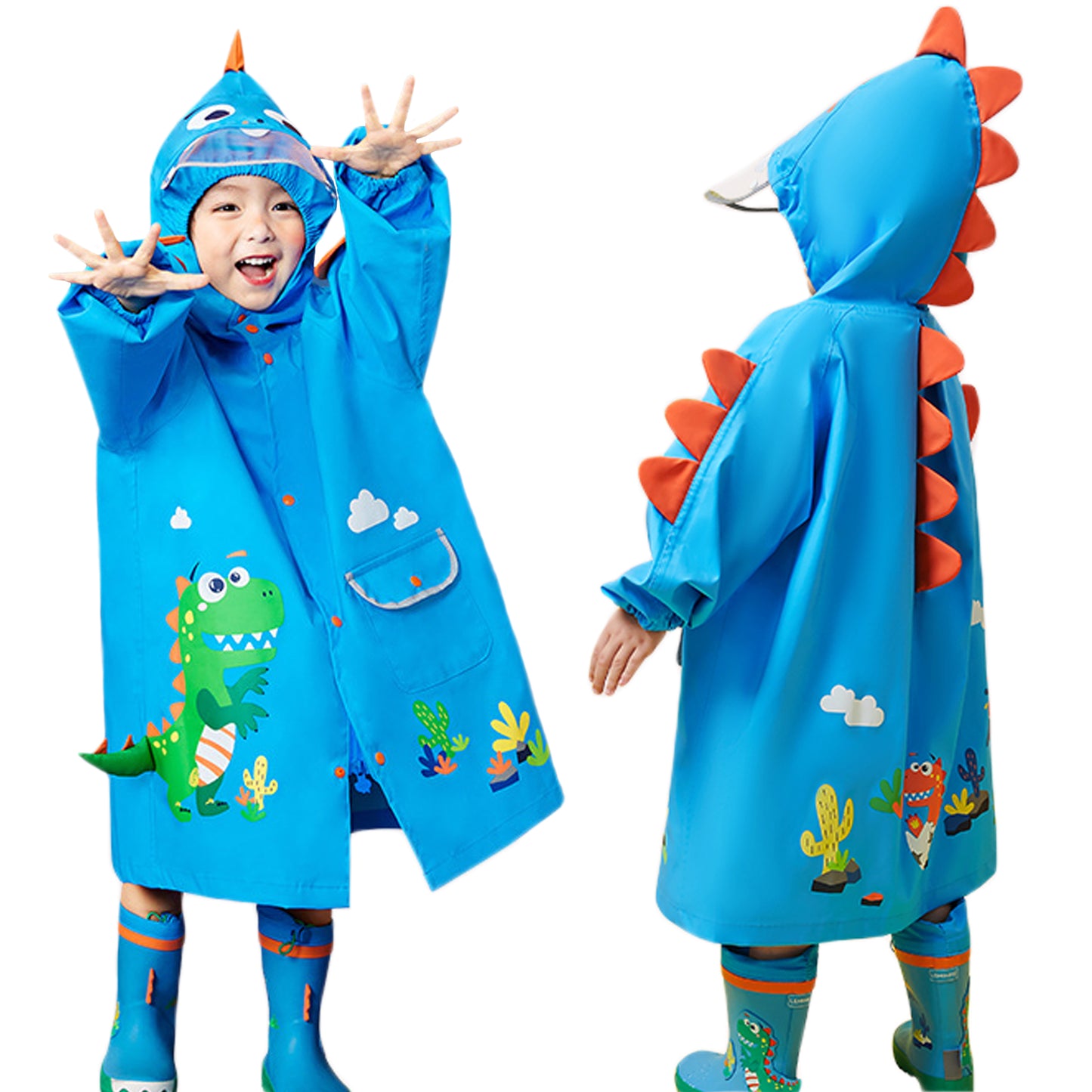 Kids Raincoat Boys Girls Toddler Rain Poncho Waterpoof Rain Jacket Children Cartoon Rainwear 2-8 Years…