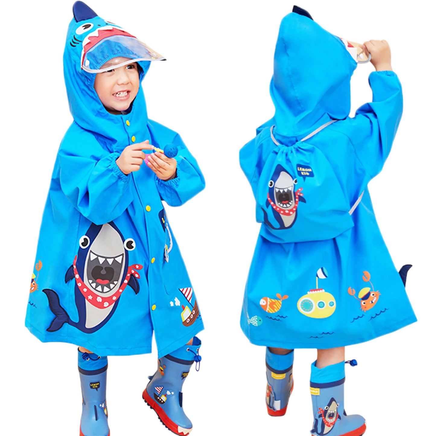 Kids Raincoat Boys Girls Toddler Rain Poncho Waterpoof Rain Jacket Children Cartoon Rainwear 2-8 Years…