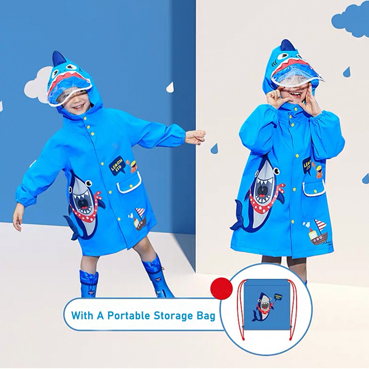 Kids Raincoat Boys Girls Toddler Rain Poncho Waterpoof Rain Jacket Children Cartoon Rainwear 2-8 Years…