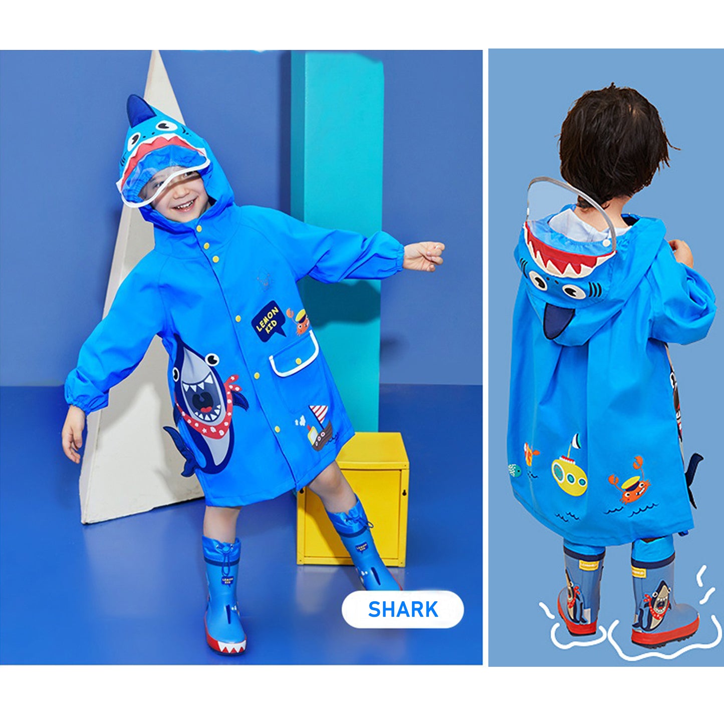 Kids Raincoat Boys Girls Toddler Rain Poncho Waterpoof Rain Jacket Children Cartoon Rainwear 2-8 Years…