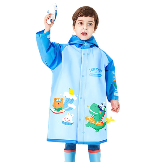 Fewlby Toddler Raincoat for Boys Girls Rain Poncho Waterpoof Kids Rain Jacket 3D Cartoon Hoodie Kids Rainwear