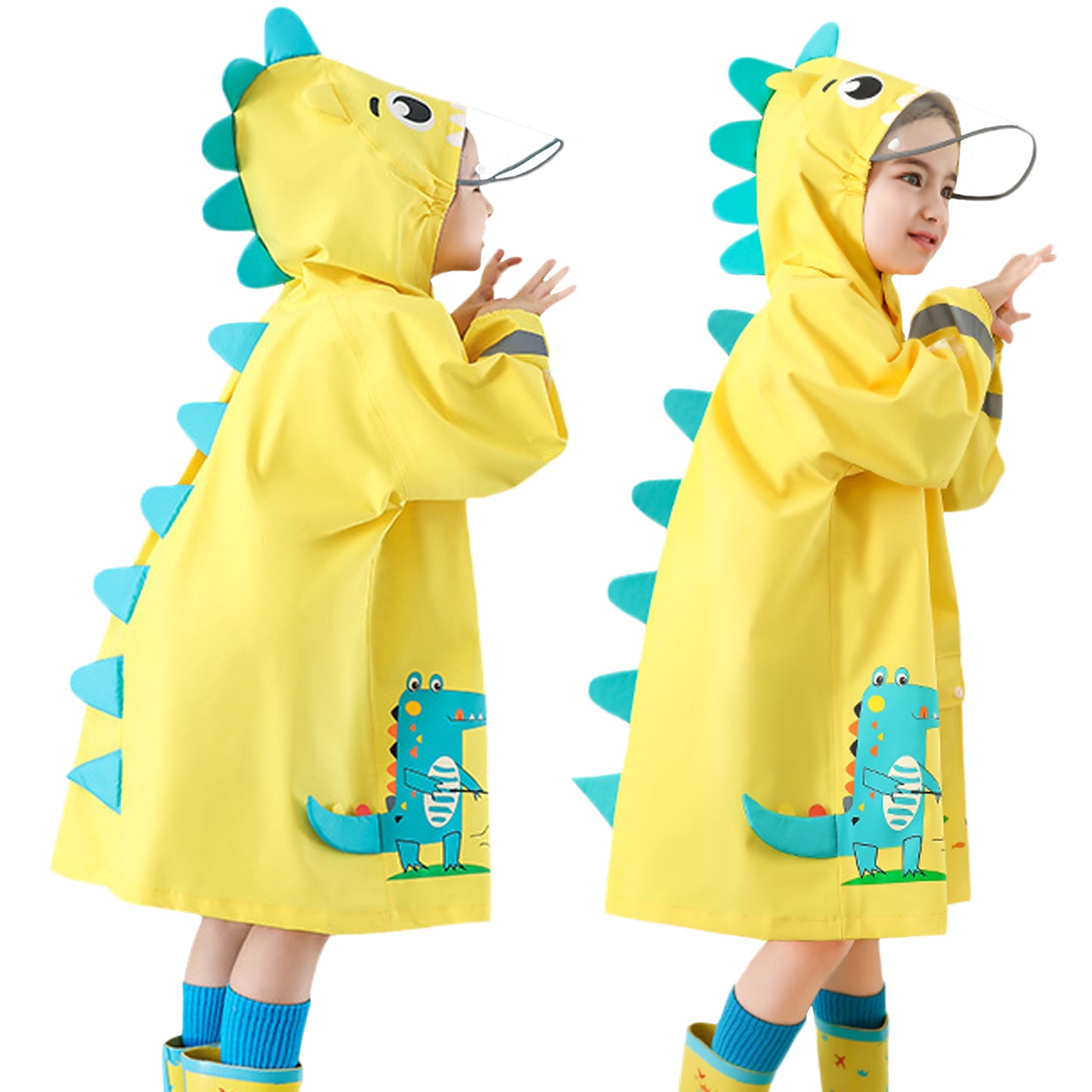 Kids Raincoats for Girls Boys Waterpoof Rainsuit Toddler Poncho 3D Cartoon Children Rainwear