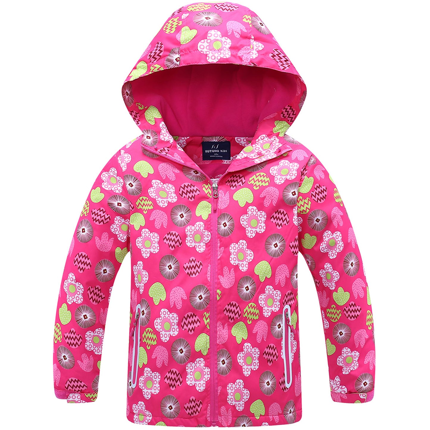 Fewlby Toddler Girls Raincoat Hooded Waterproof Lightweight Kids Rain Poncho Jacket Windbreaker for kids S-2XL Size