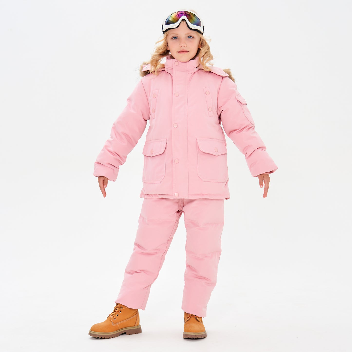 Kids Snowsuit Set 2PCS Ski Suits Puffer Down Jacket + Snow Bib Pants