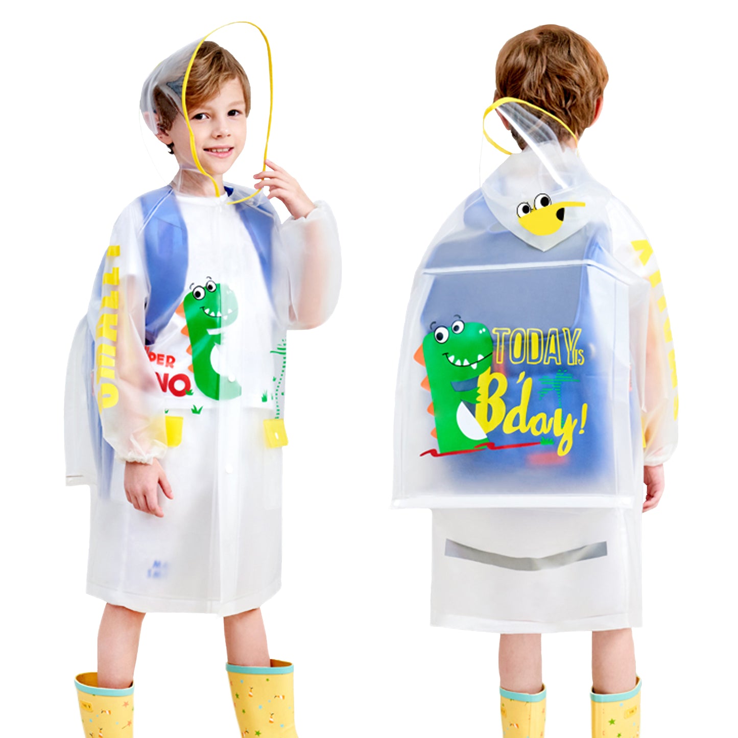 Kids Rain Coat for Girls Boys Cartoon Toddler Rain Wear Children Transparent Raincoat Jacket Poncho M-4XL Size 3-14 Years